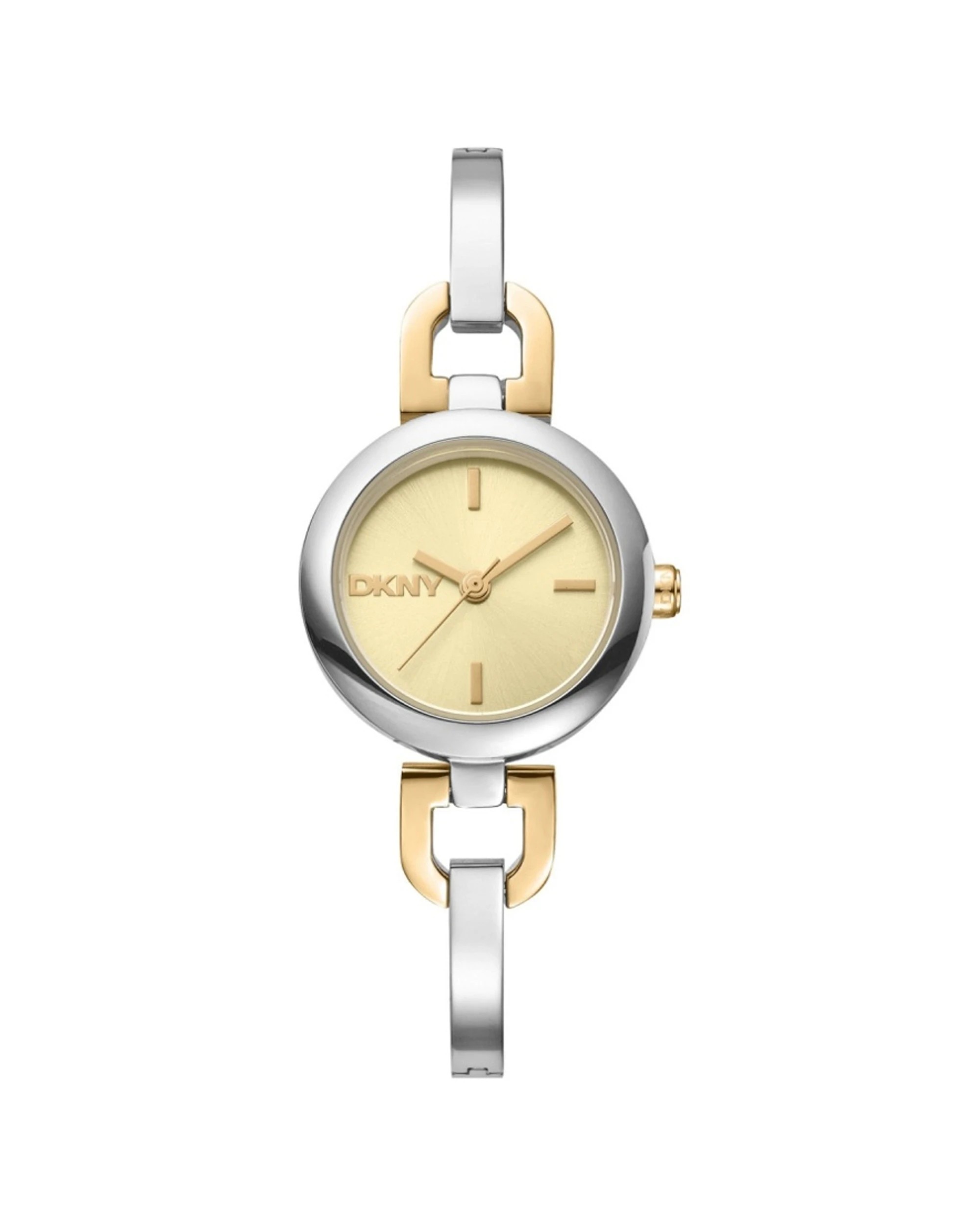 1 DKNY Half Bangle Women's Watch Gold Silver Two-Tone 26mm Stainless Steel Champagne Dial, 1 of 4