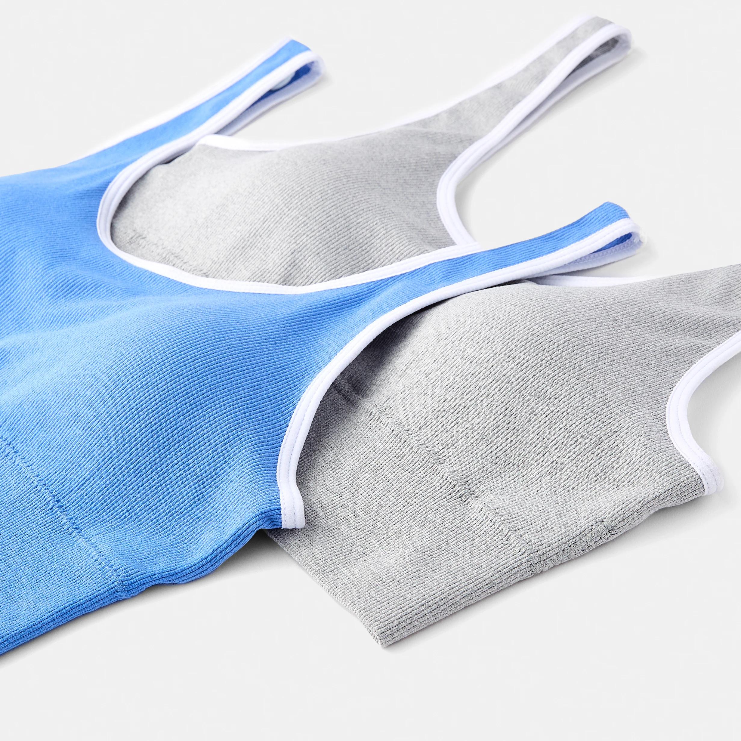 2 2 Pack Wirefree Seamfree Trim Crop Top BLUE MARINE, GREY MARLE, 2 of 10