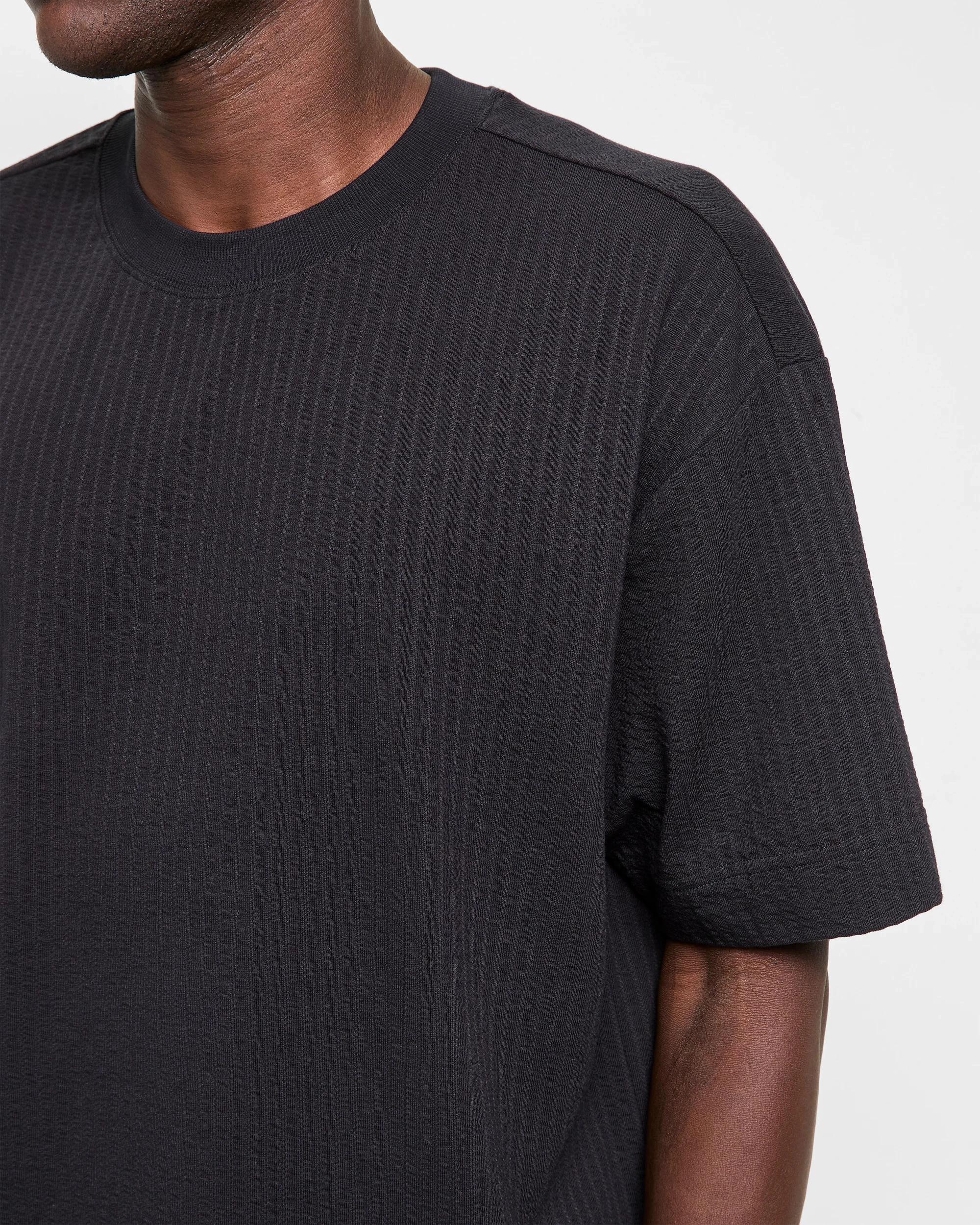 5 Australian Cotton Seersucker T-Shirt - Commons BLACK, 5 of 5