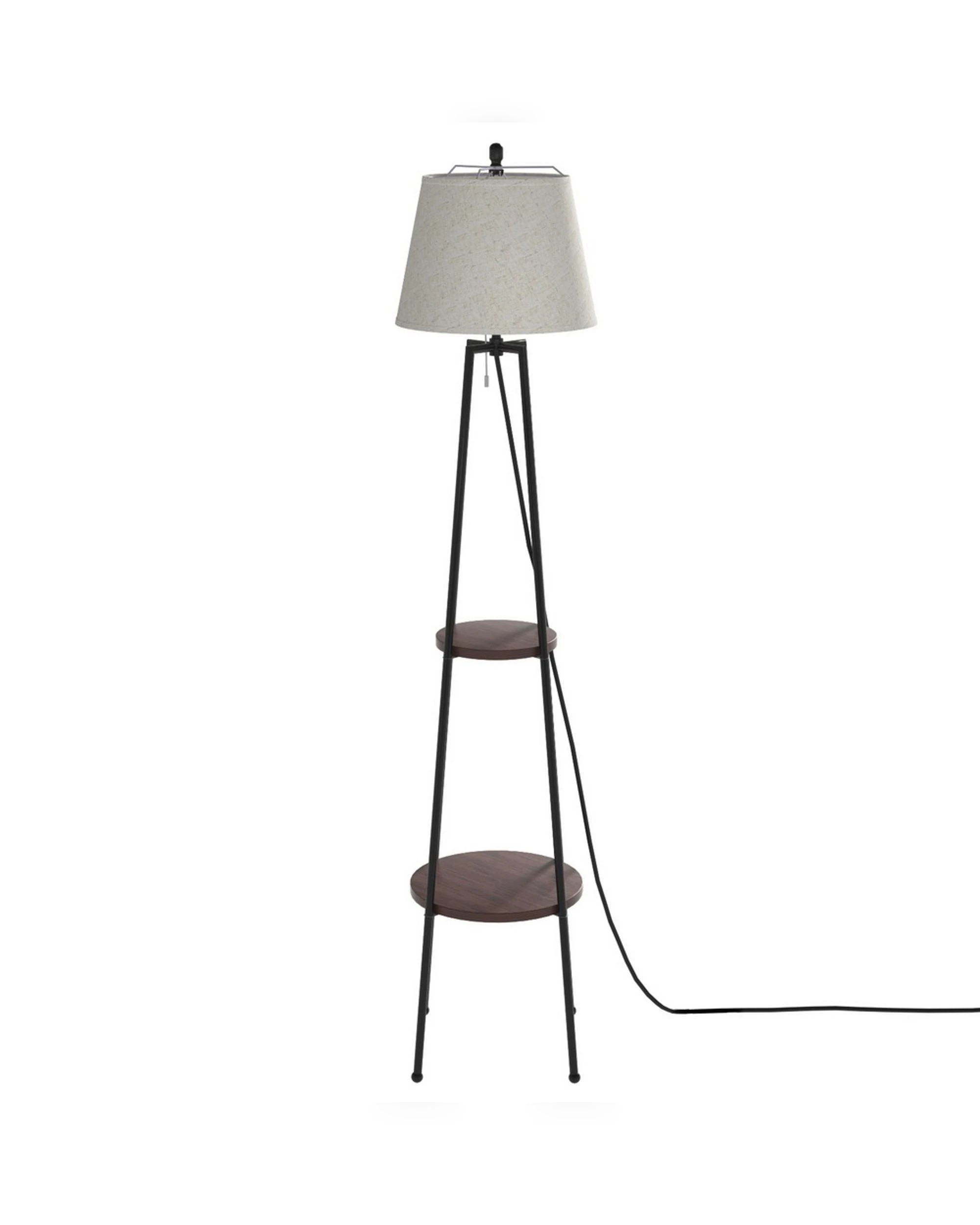 3 Artiss Floor Lamp 2 Tier Shelf Storage Light Stand Home Living Room Upright Display Space Saving - Black, 3 of 5