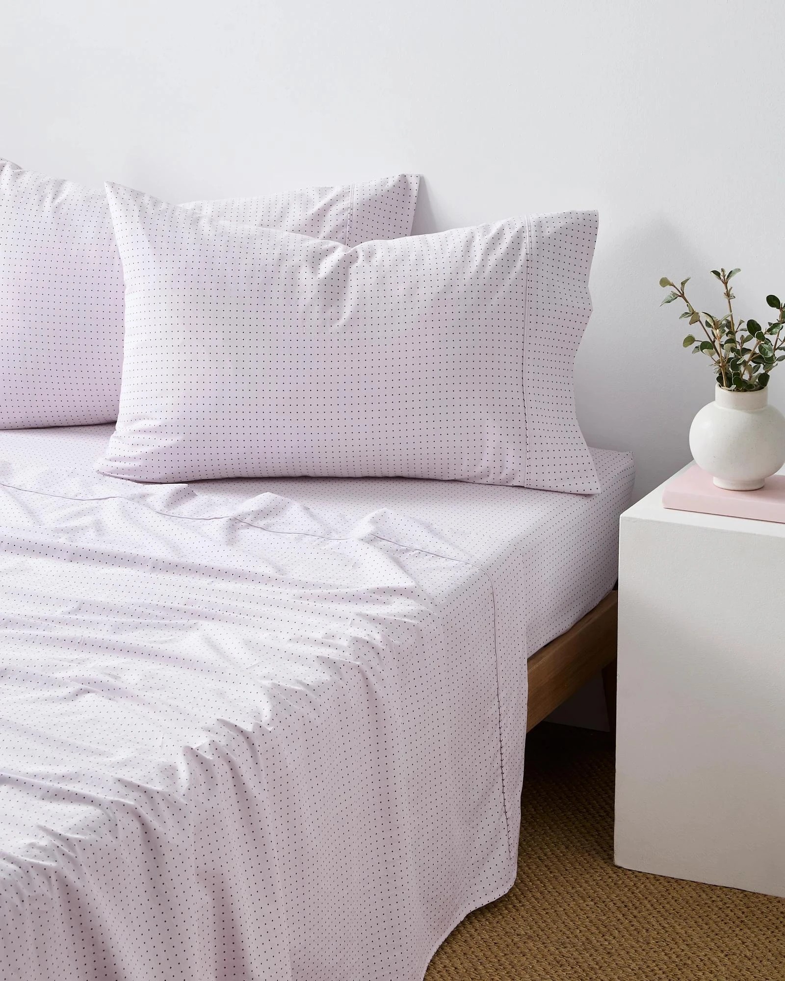 1 Target Sophia Polka Dot Australian Cotton Stonewash Sheet Set - Queen Bed - Purple, 1 of 2