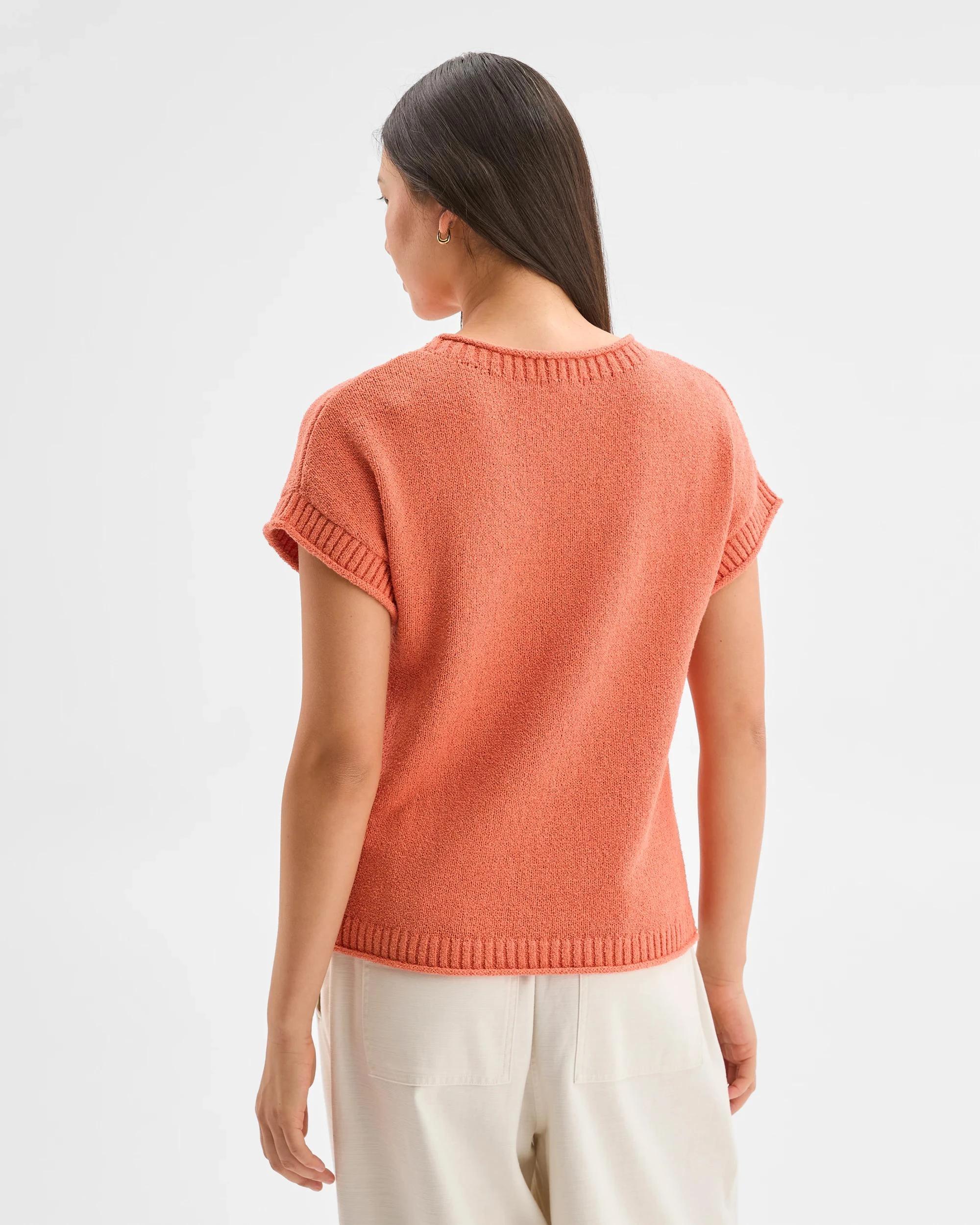 4 Target Australian Cotton Blend Boucle Roll Trim Knit Top PAPAYA, 4 of 5