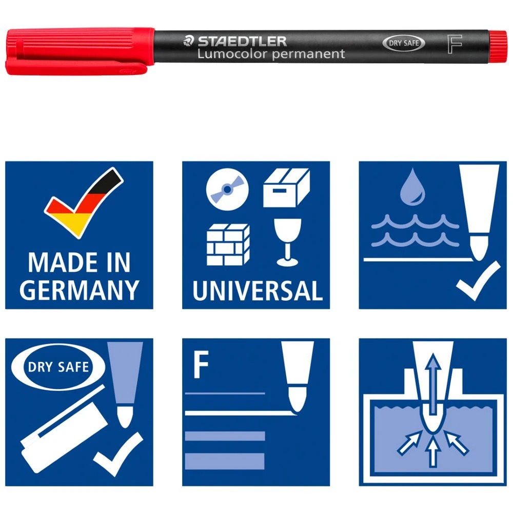 5 Staedtler Lumocolour Permanent Marker Pen Bright 4 Pack, 5 of 9