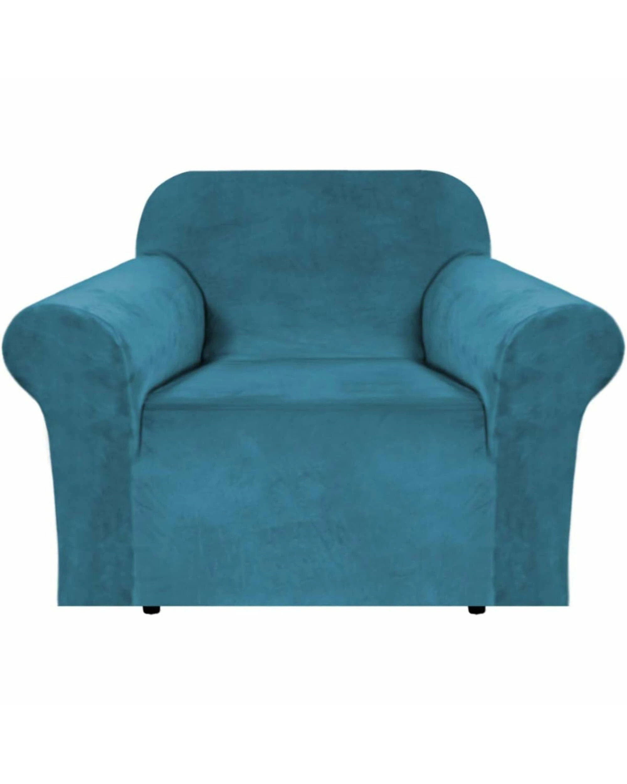 1 Smarcute 1 Seater Velvet Armchair Sofa Cover Stretch Thick Plush Fabric, 1 of 5
