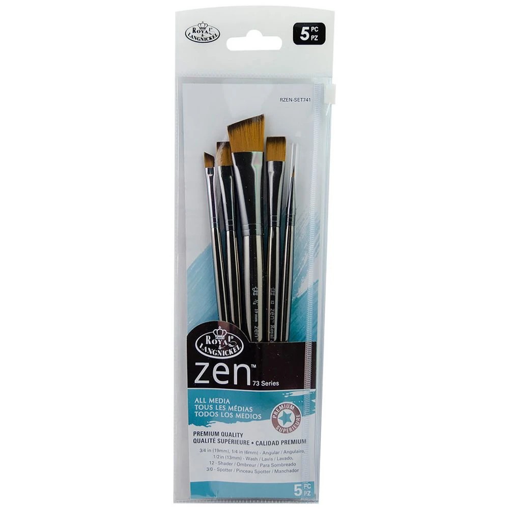 1 Royal & Langnickel Zen 73 Paintbrushes Angular Variety 5 Pack, 1 of 1