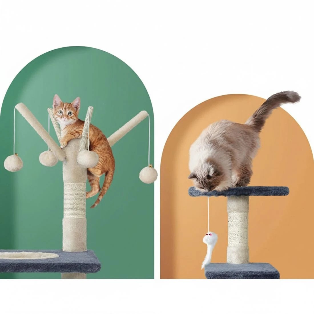3 i.Pet Cat Tree 110cm Tower Scratching Post Scratcher Wood Condo House Bed Toys - Multi, 3 of 5