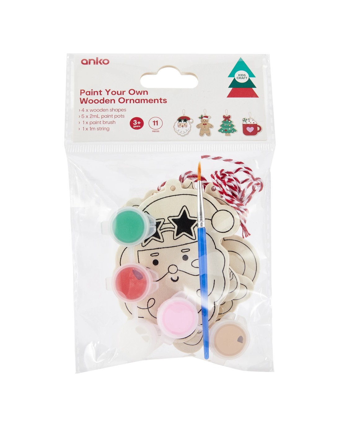 11 Piece Paint Your Own Wooden Ornaments - Kmart