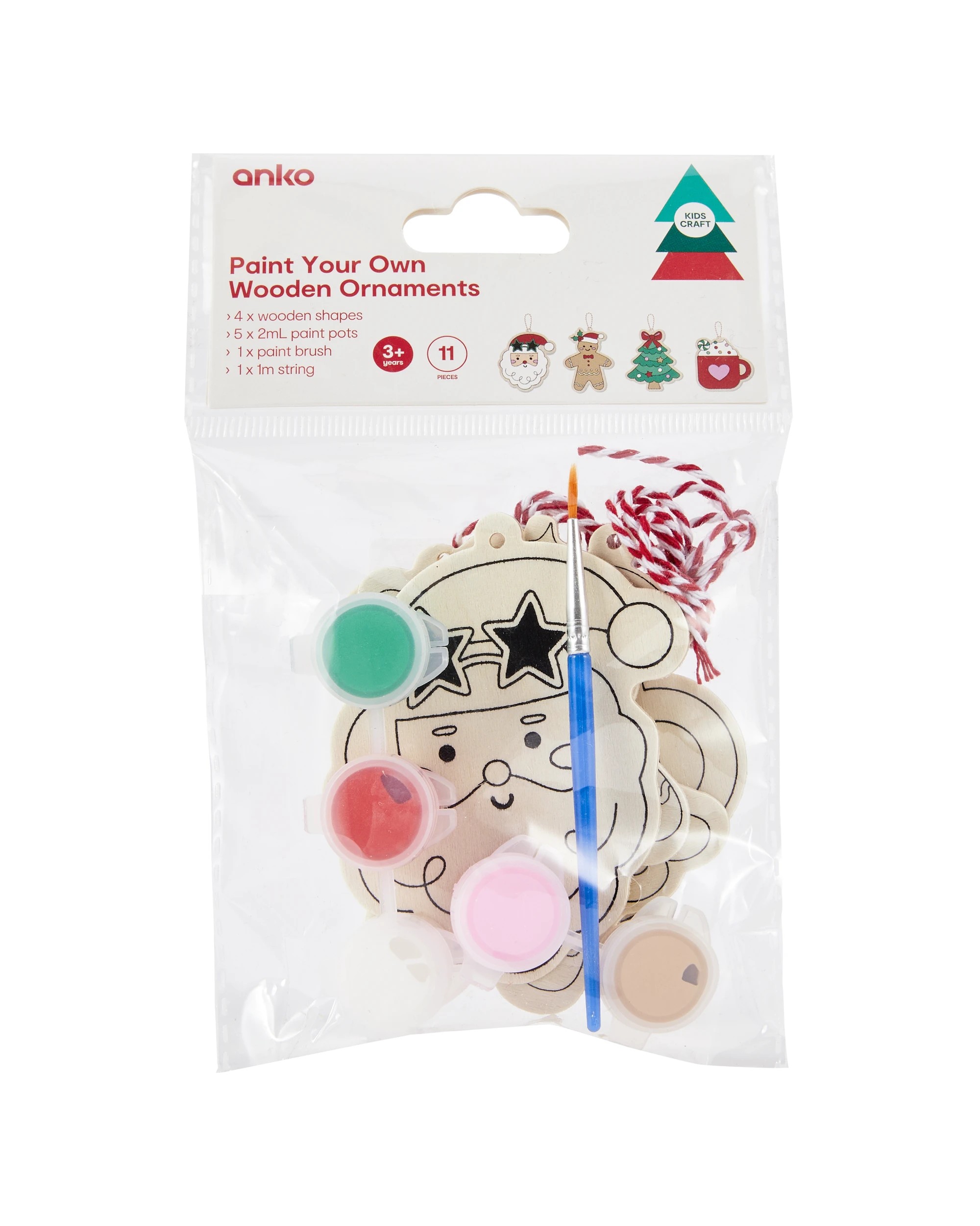 11 Piece Paint Your Own Wooden Ornaments - Kmart