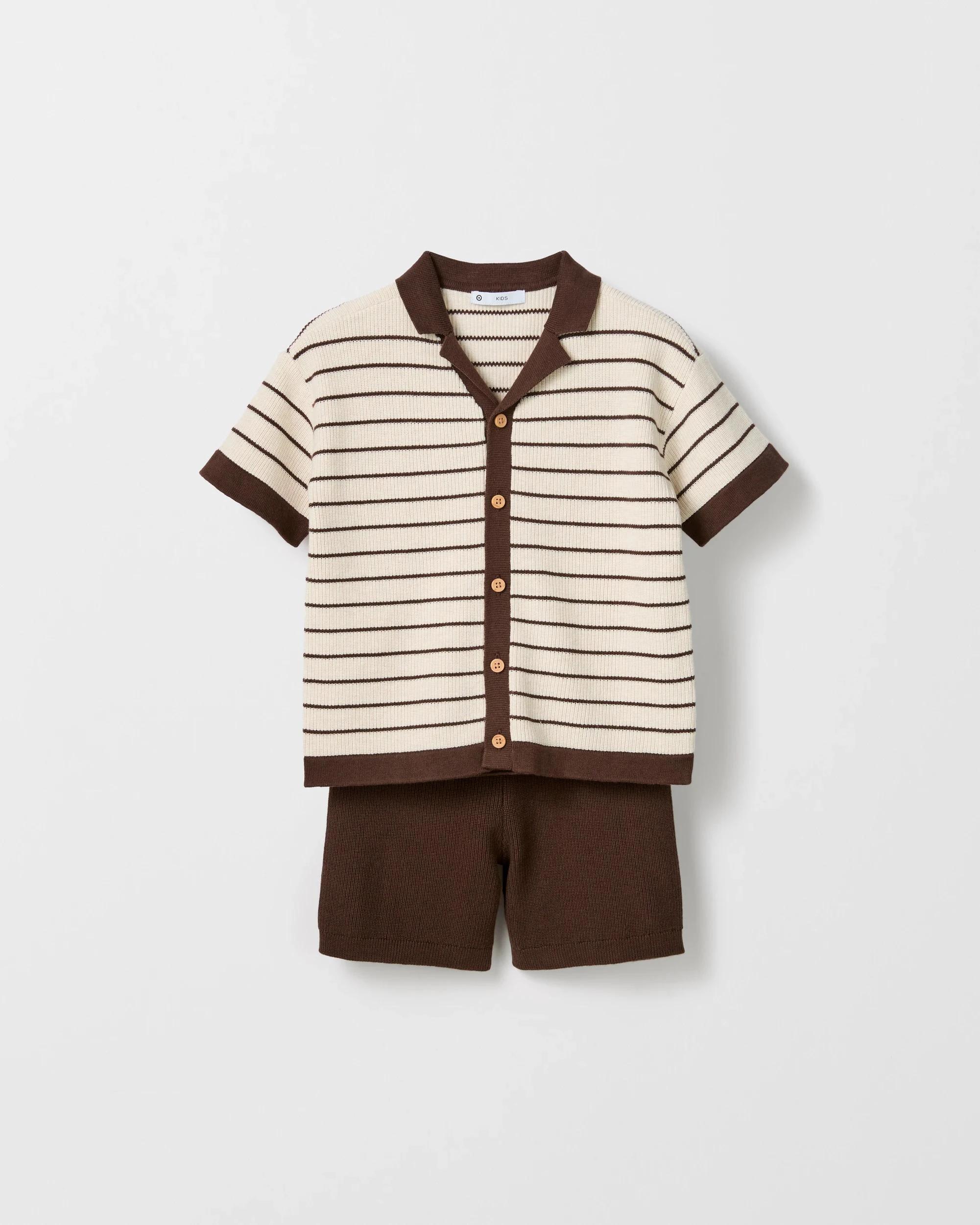 5 Target Australian Cotton Knit Shirt and Short 2 Piece Set BROWN STRIPE, 5 of 5