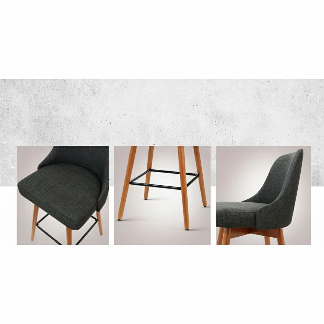 3 Artiss 4x Bar Stools Swivel Seat Wooden Charcoal - Grey, 3 of 6