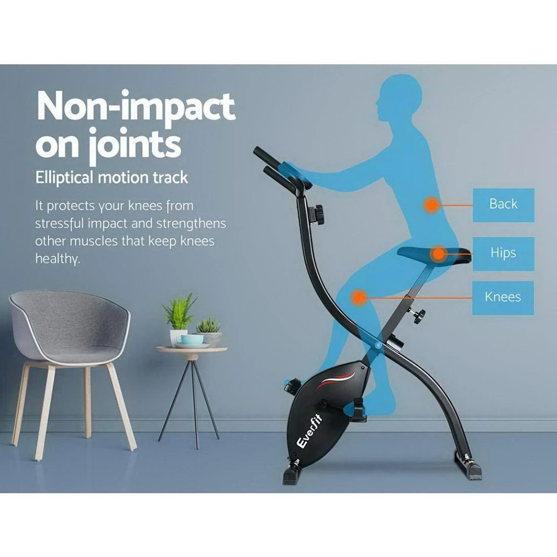 4 Everfit Folding Exercise Bike Magnetic X-Bike Bicycle Indoor Cycling - Black, 4 of 6