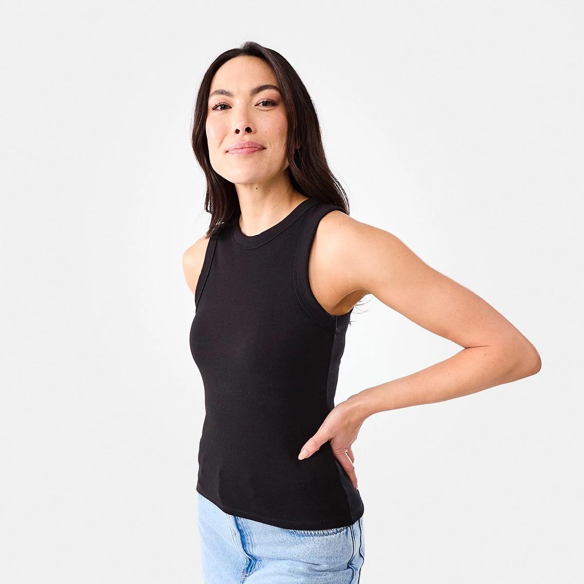 2 Sleeveless Rib Tank Black, 2 of 5