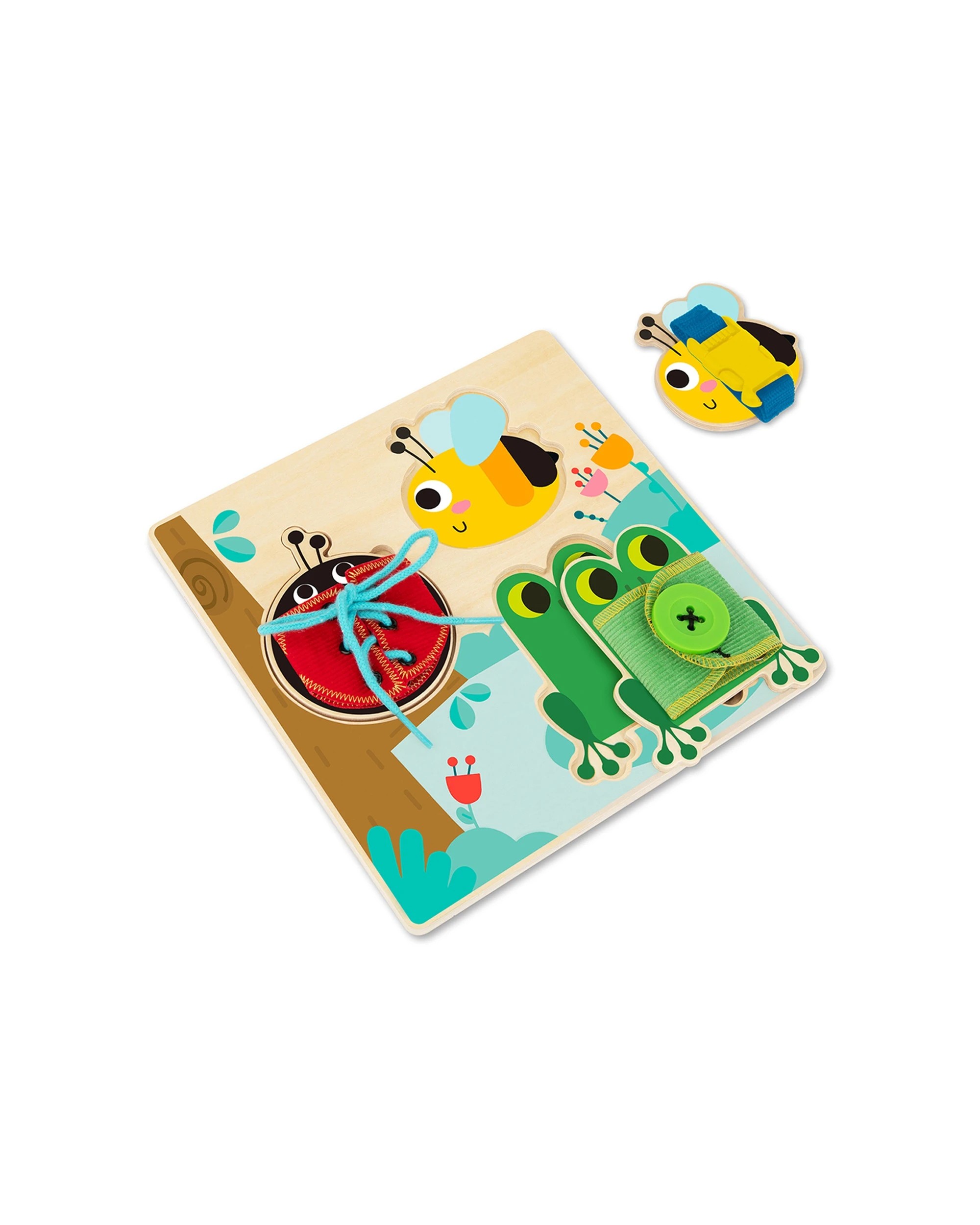 3 Tooky Toy Basic Skills Lacing Kids Children Buttons Wooden Puzzle Board - Multi, 3 of 7