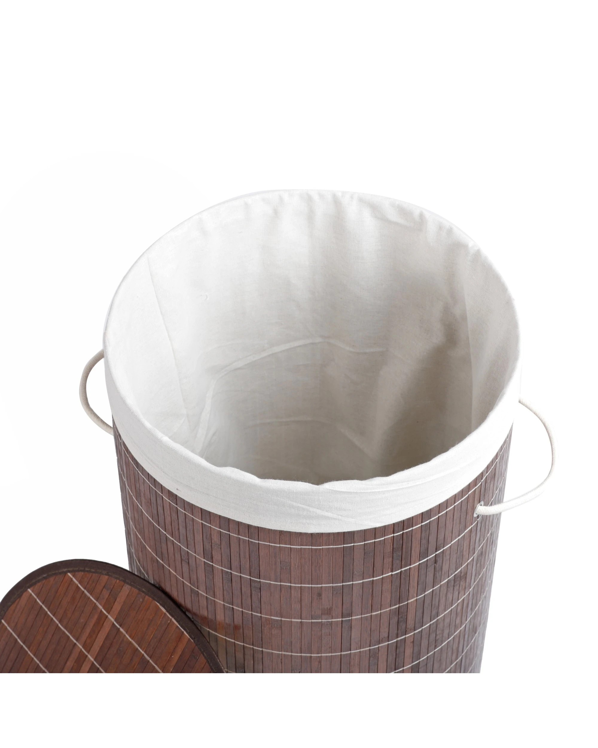 4 Sherwood Home Round Folding Bamboo Laundry Basket Hamper with Lid D38xH60cm - Brown, 4 of 6