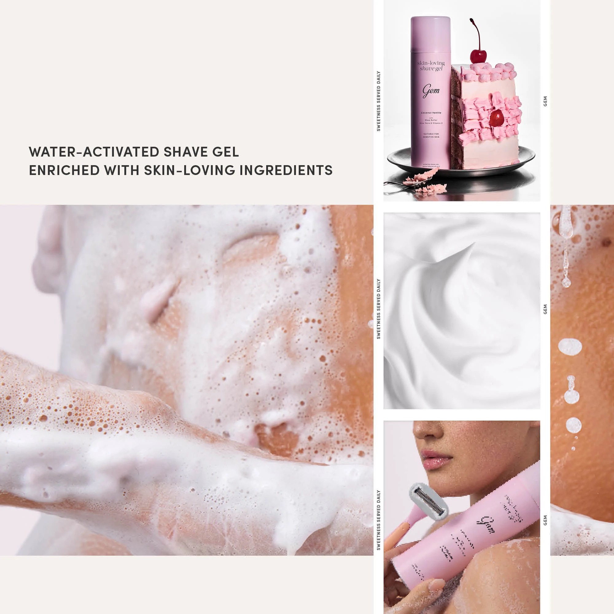 6 Gem Coconut Vanilla Skin-Loving Scented Shave Gel 195g - Shea Butter, Aloe Vera and Vitamin E, 6 of 6