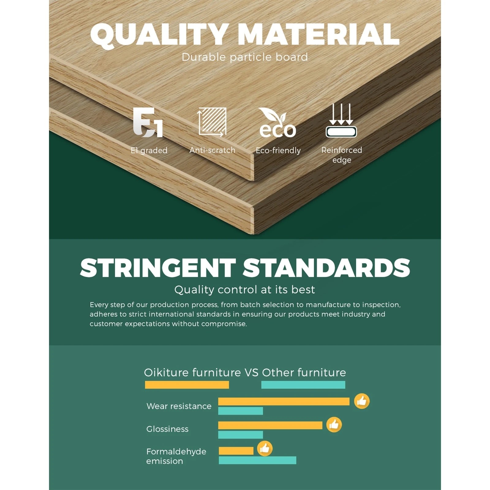 4 Oikiture Bedside Table Drawers Side Tables Nightstand Wood
 - Natural, 4 of 10