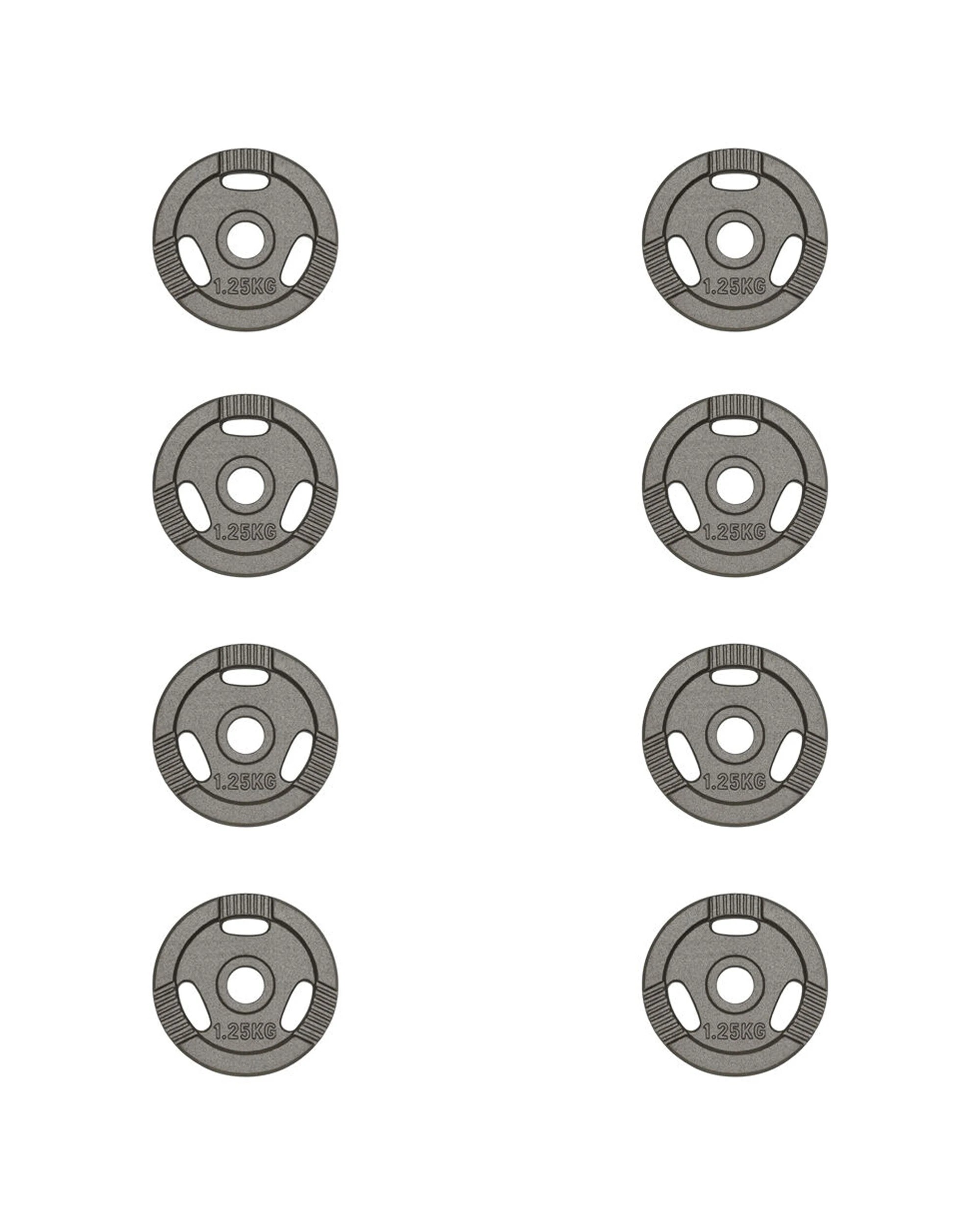 1 BODYWORX Ezy Grip Standard Disc Weight Plates 8 Pack 1.25kg Cast Iron Home Gym - Black, 1 of 2