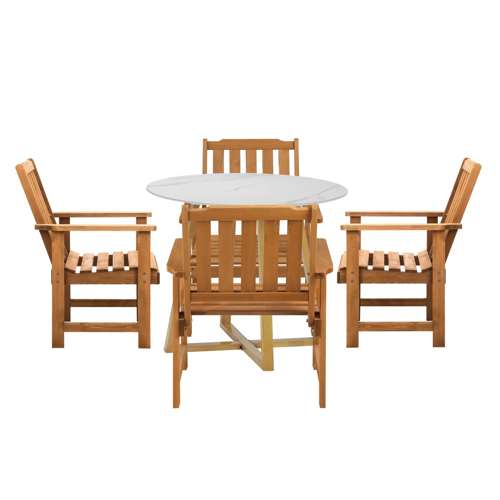 8 Livsip Outdoor Patio Set Solid Wood Chair and Table 5PC Furniture Dining Setting - Multi, 8 of 9