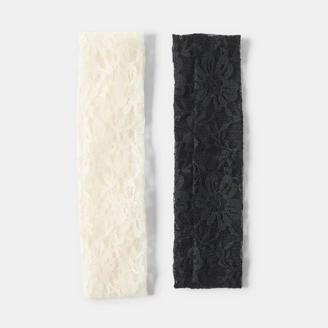 1 2 Pack Lace Stretch Headbands - White and Black, 1 of 4