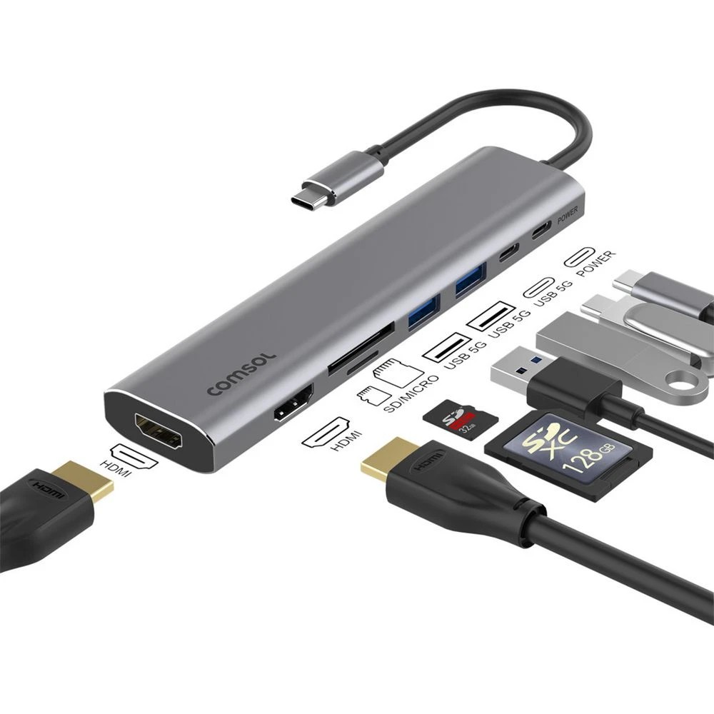 4 Comsol USB-C to Dual HDMI 1080p Adapter with SD Card Reader, 4 of 5