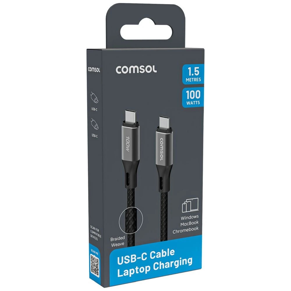 2 Comsol USB-C Cable 100W 1.5m Black, 2 of 4