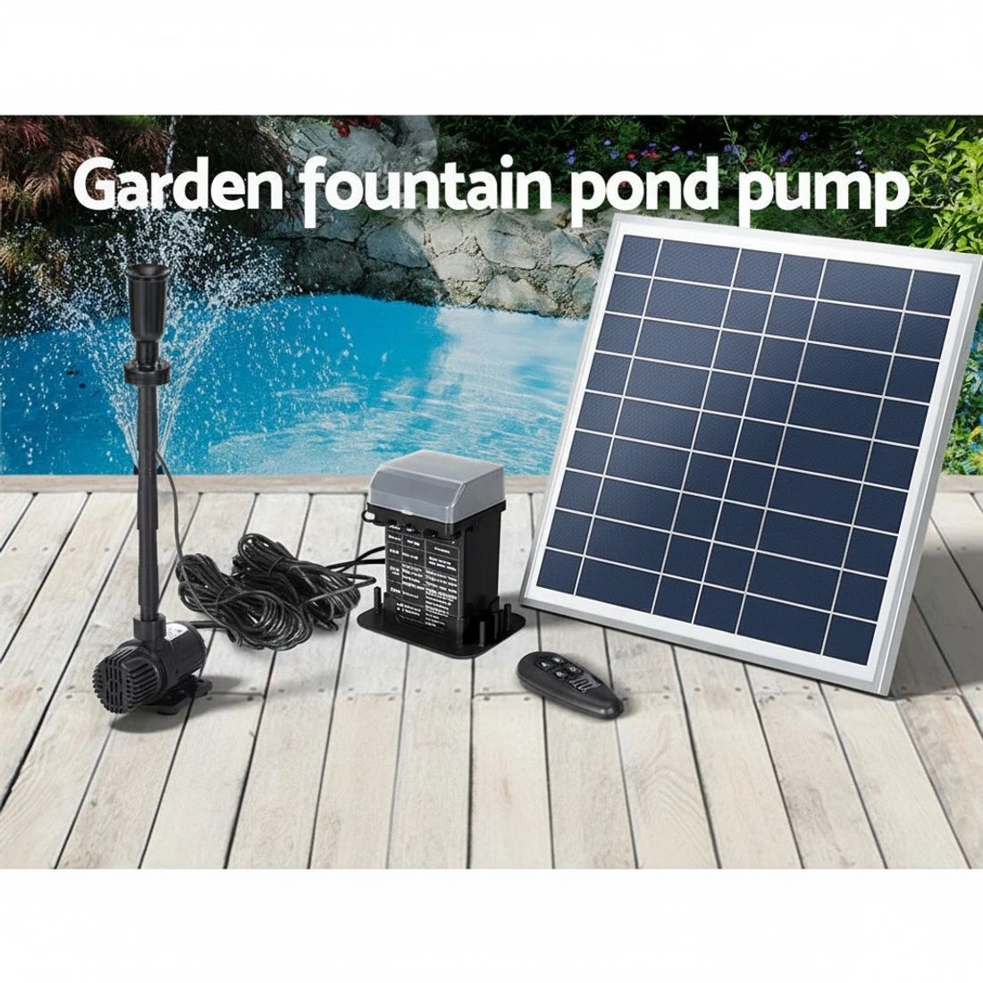 4 Gardeon Solar Pond Pump with Battery Kit LED Lights 9.8FT - Black, 4 of 6