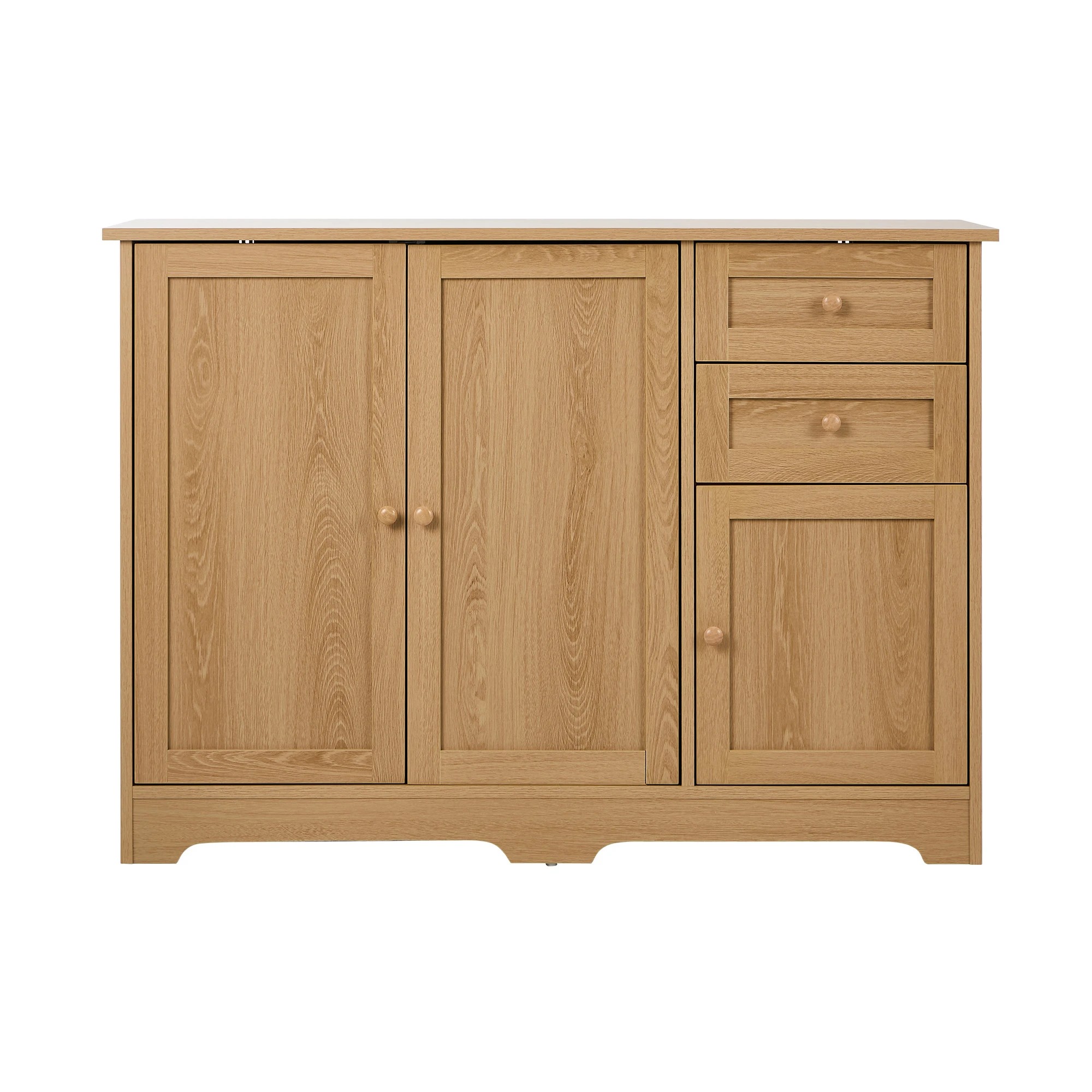 6 Oikiture Buffet Sideboard Storage Cabinet Cupboard - Natural, 6 of 9