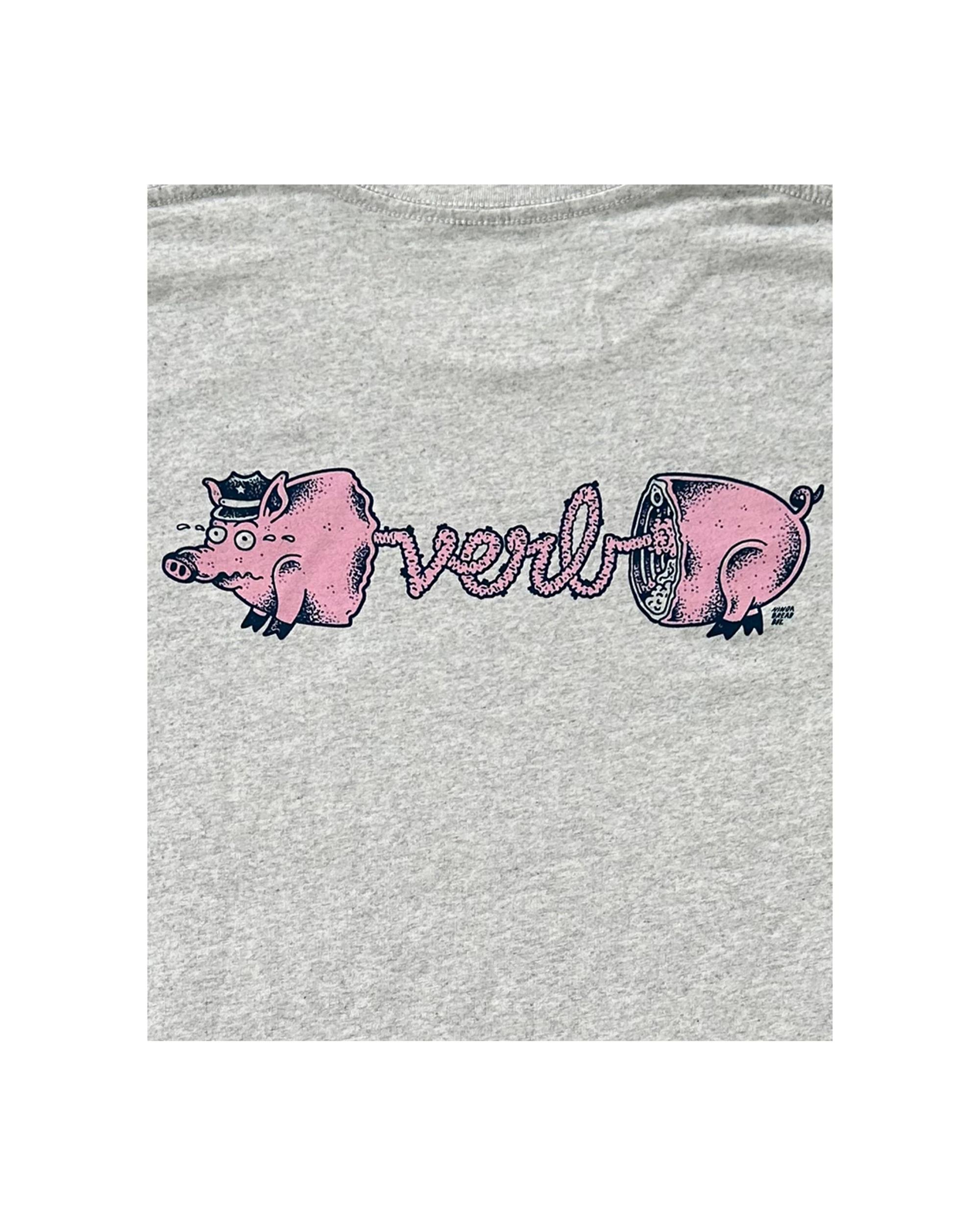 2 Verb Piggy Artist Men Sery Ninja Bread Boy 100% Cotton T Shirt MARLE GREY, 2 of 4