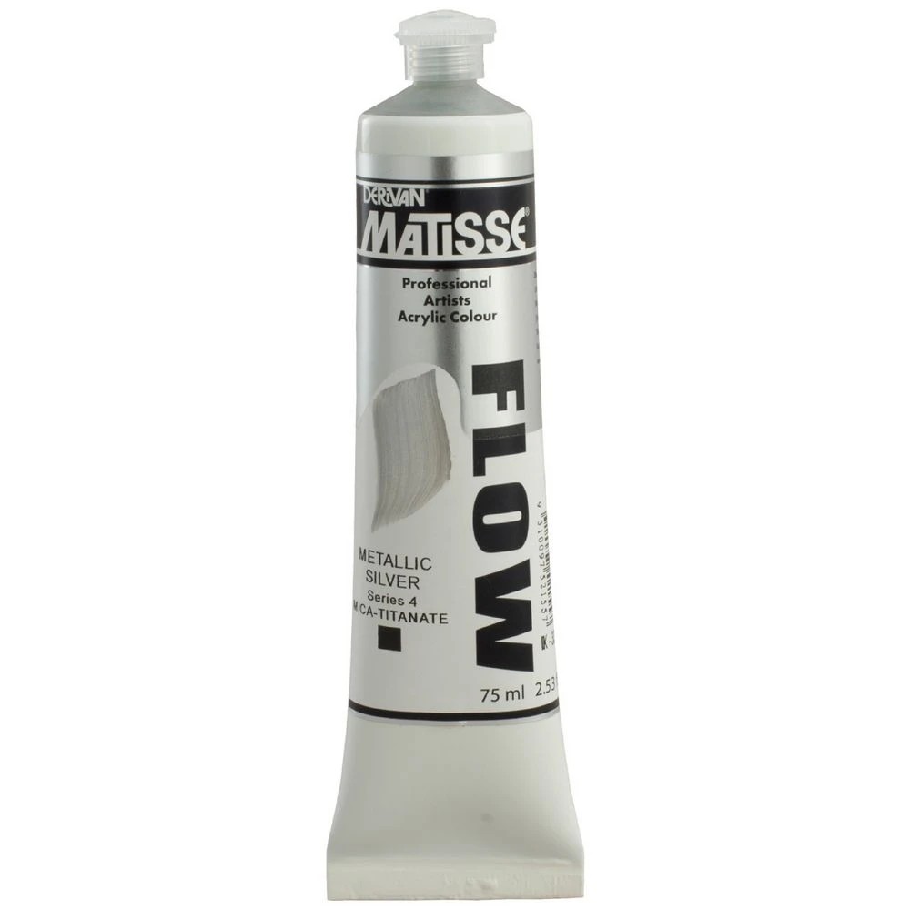 1 Derivan Matisse Flow Paint 75mL Metallic Silver S4, 1 of 2