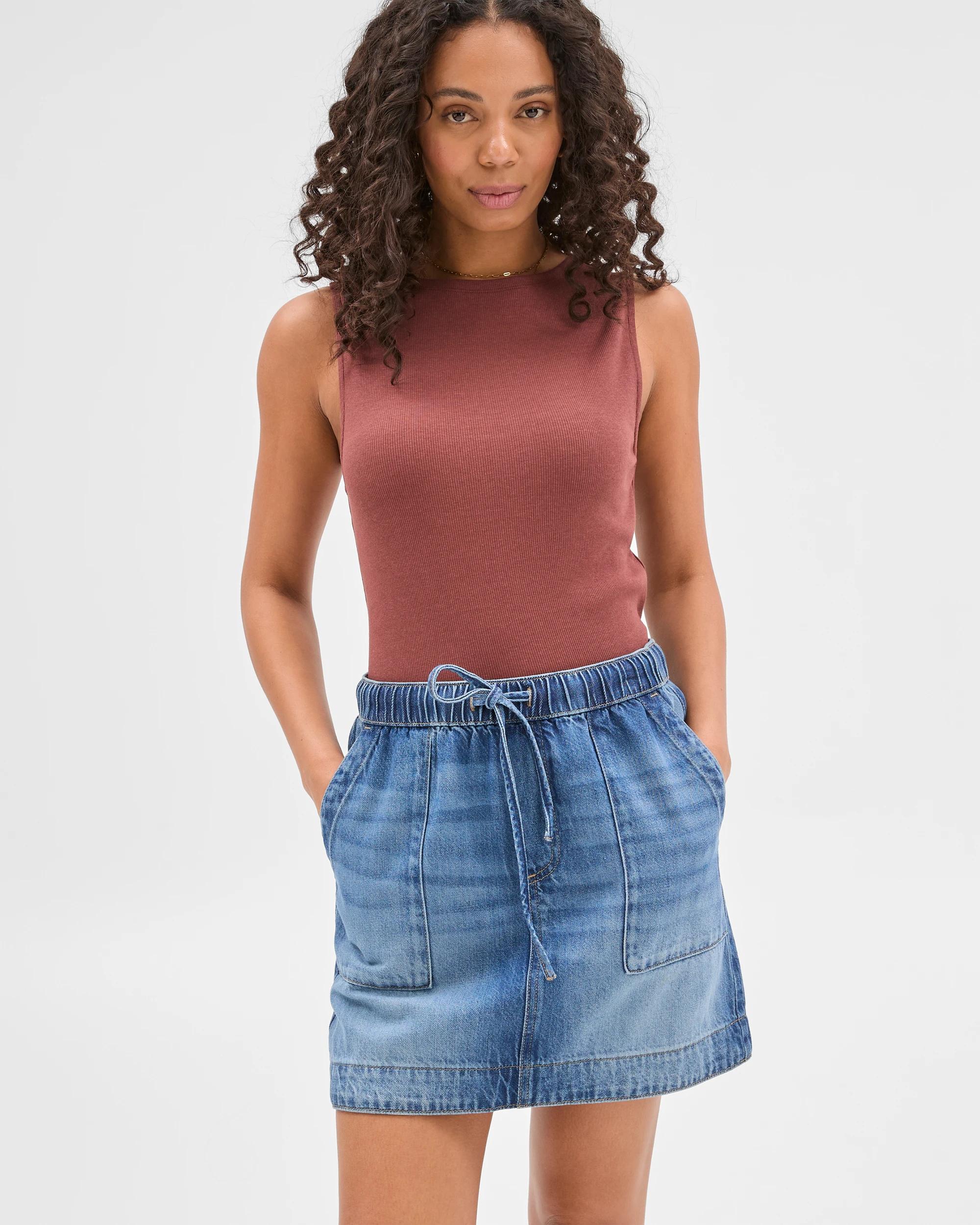 1 Target Denim Pull On Mini Skirt MEDITERRANEAN BLUE, 1 of 5