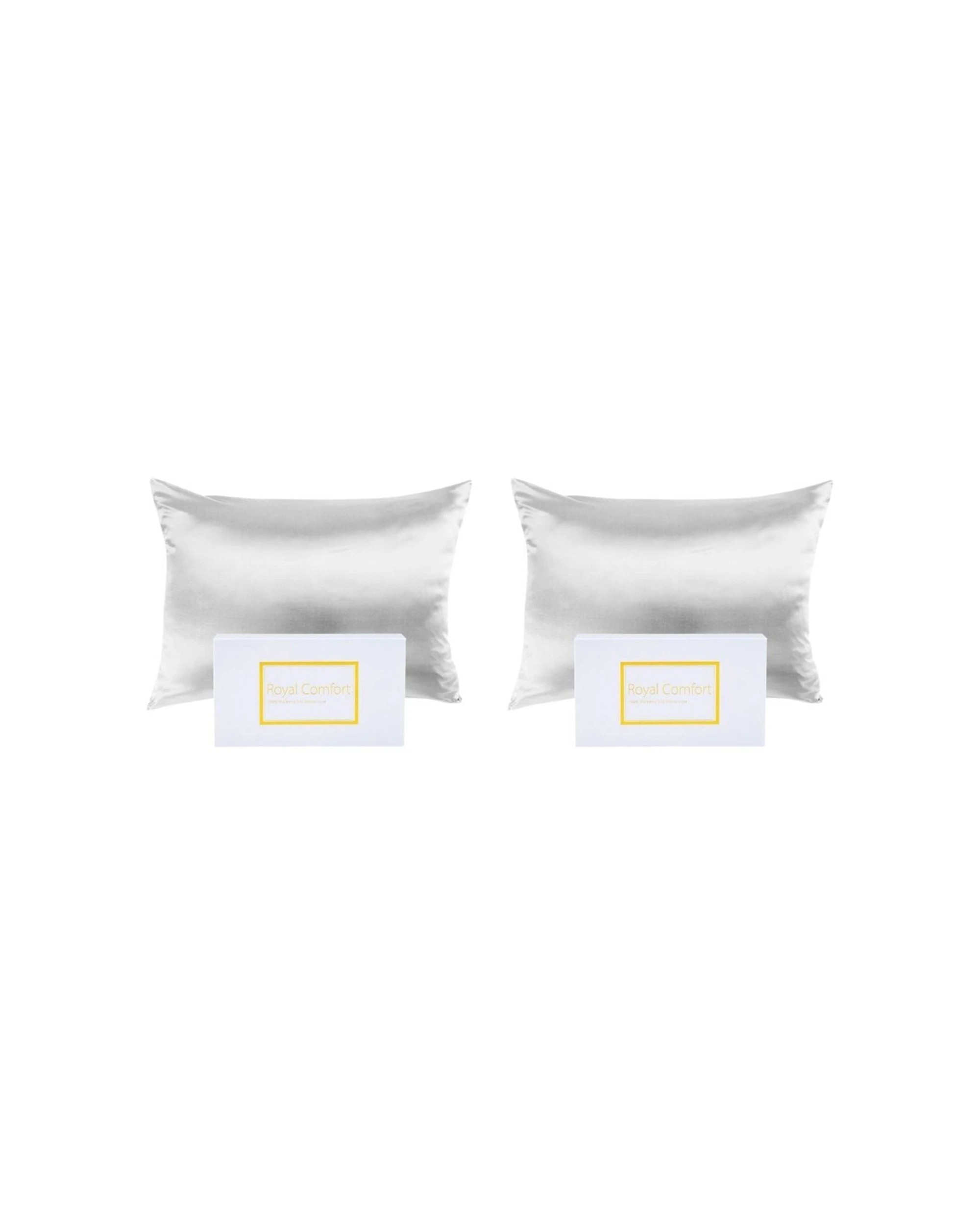 1 Royal Comfort 2PK Pure Silk Pillowcase Twin Pack 51x76cm - Silver, 1 of 4