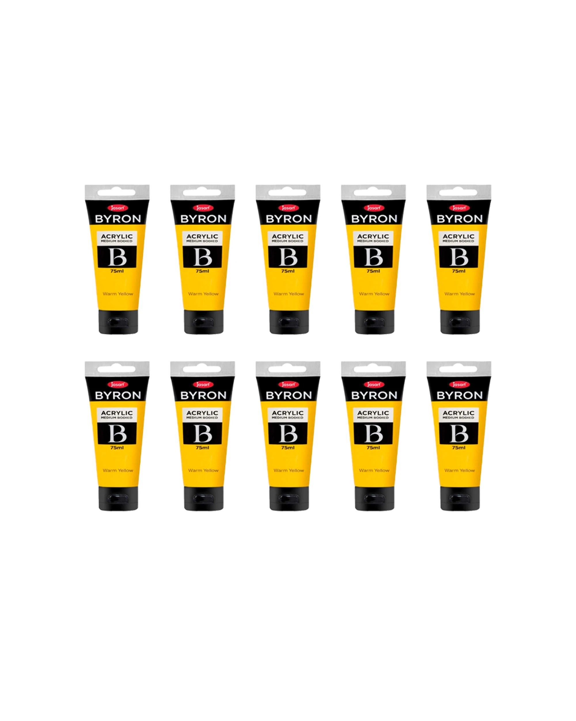 1 Jasart 10PK Byron Acrylic Paint Tube Art Craft Medium Bodied Non Toxic 75ml Warm - Yellow, 1 of 2