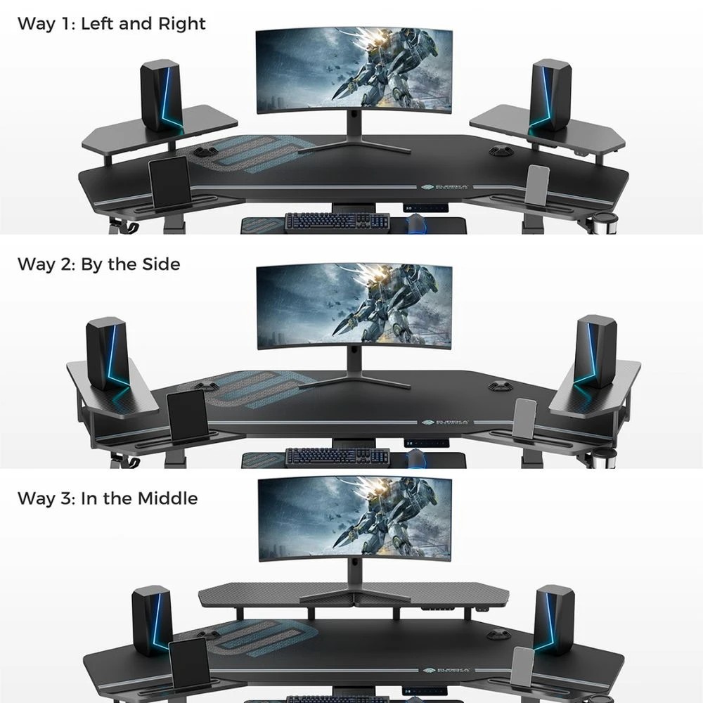 4 Eureka Wing-Shaped Sit Stand Desk Black Desks, Tables and Workstations, 4 of 10