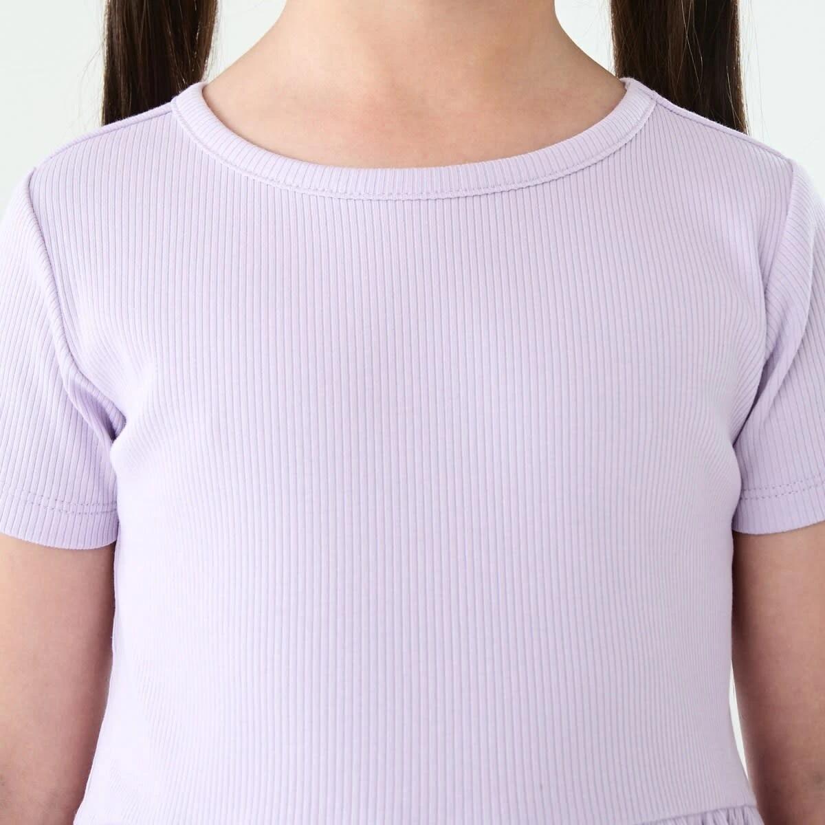 4 Short Sleeve Rib Dress Pst Purple, 4 of 10