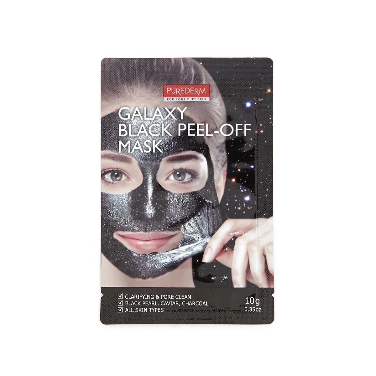 1 Purederm Galaxy Black Peel-Off Mask 10g - Black Pearl, Caviar & Charcoal, 1 of 2