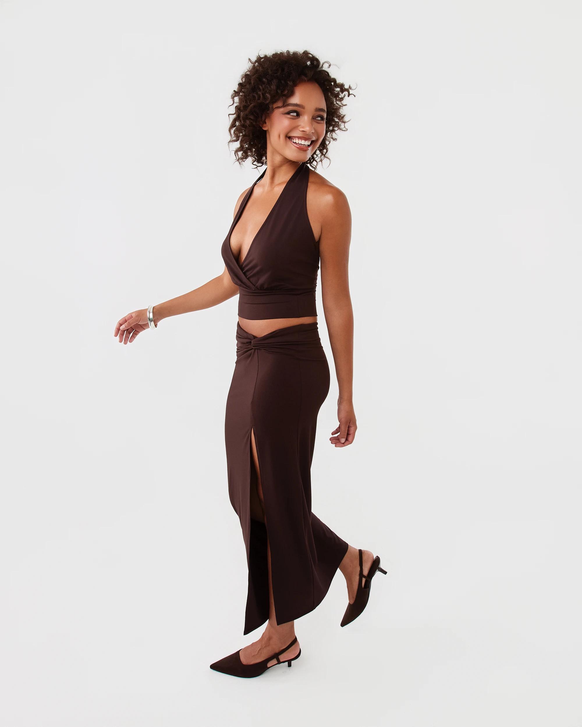 3 Jersey Halter Wrap Top Choc Plum, 3 of 9