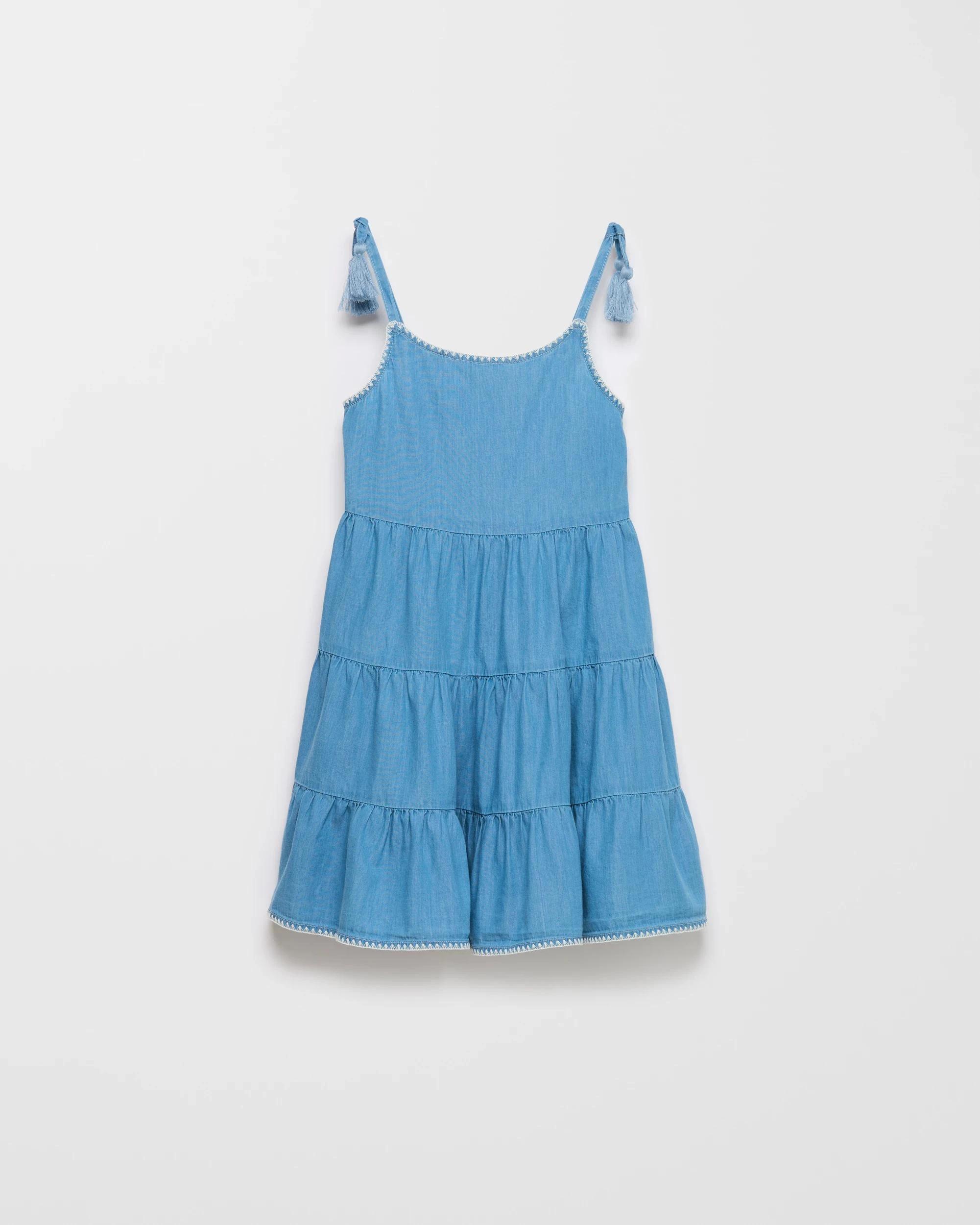 5 Target Kids Australian Cotton Woven Tiered Dress CHAMBRAY, 5 of 6