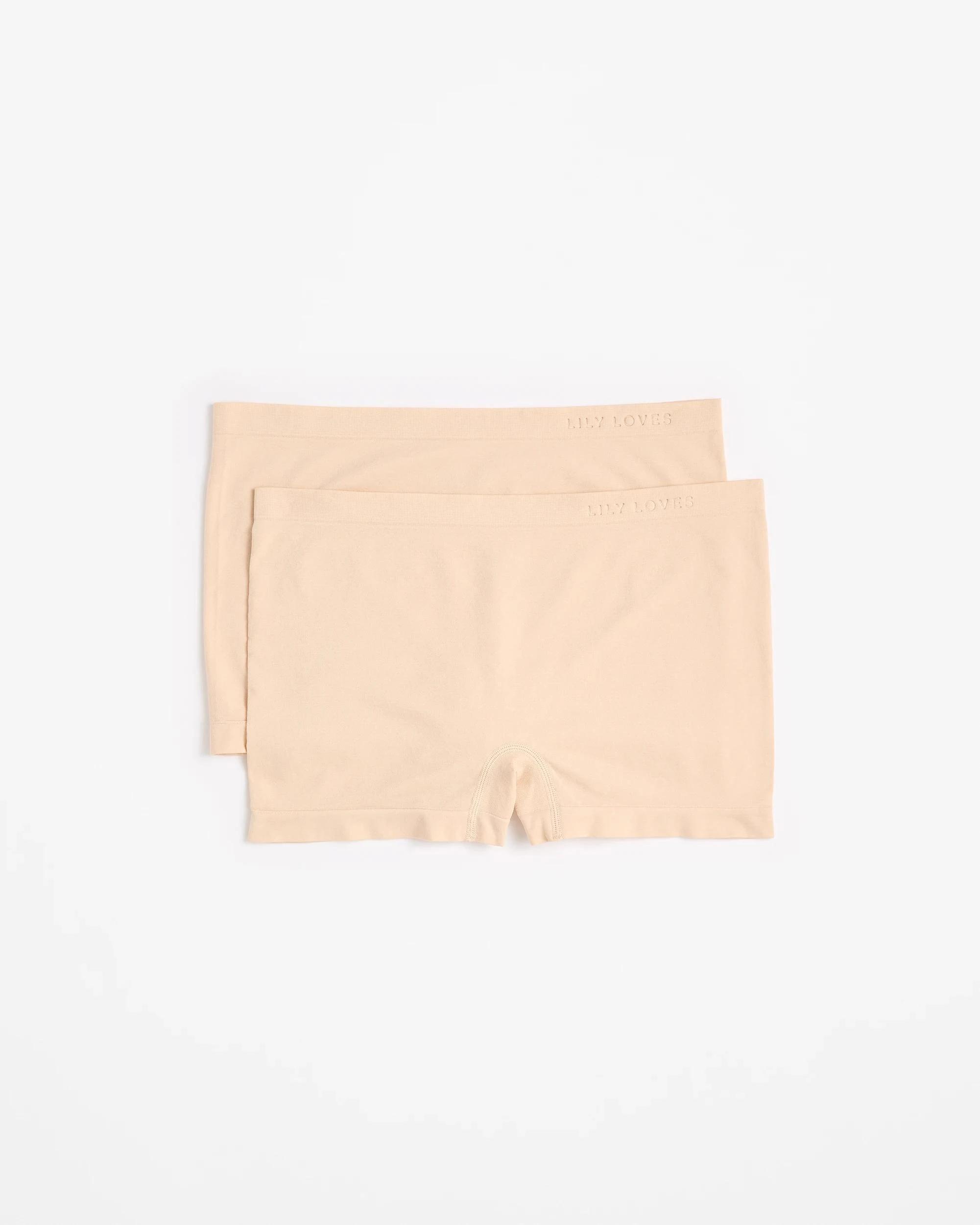 1 Lily Loves 2 Pack Seamfree Embossed Boyleg Briefs BARE BEAUTY NEUTRAL, 1 of 5