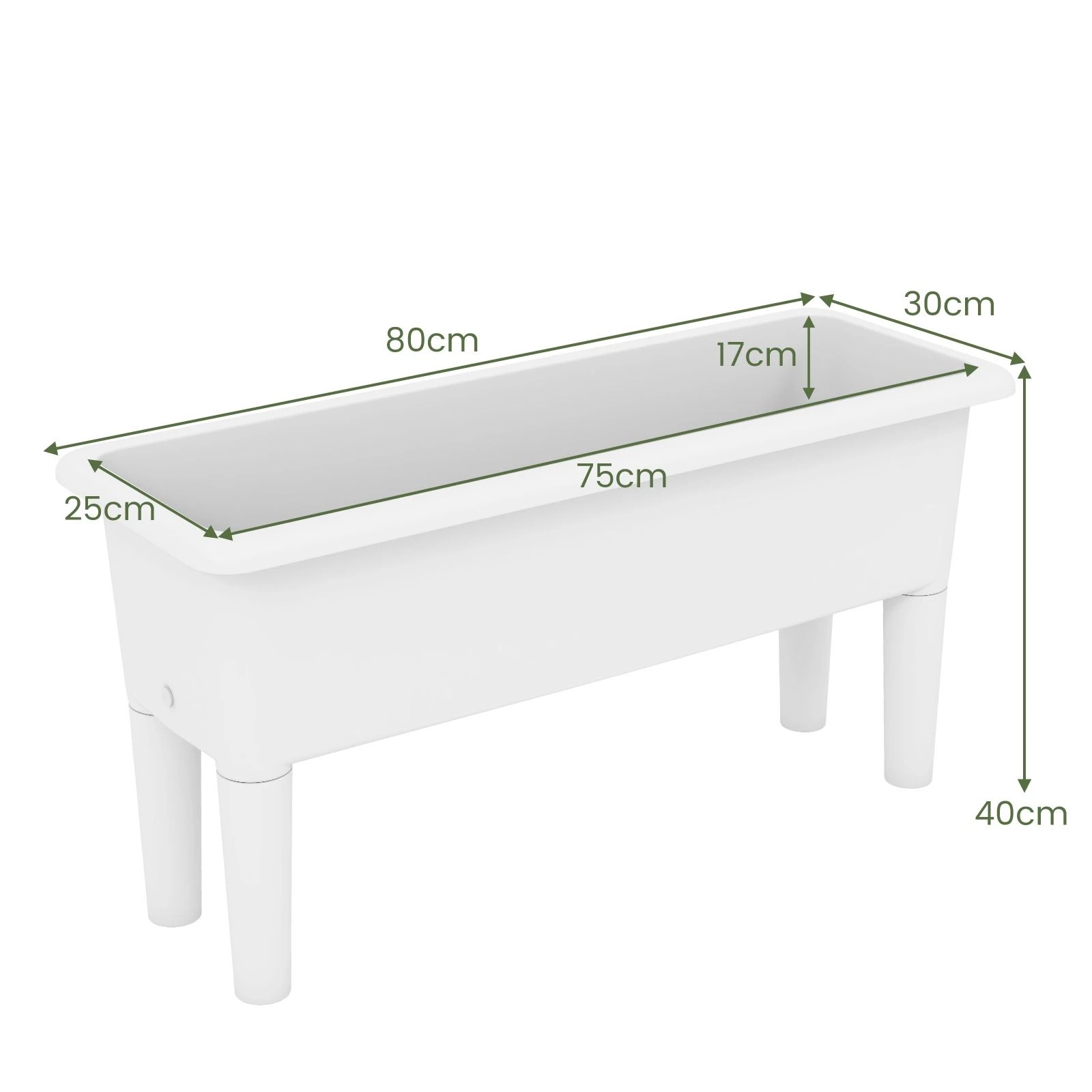 3 Costway 2x 29L Raised Garden Beds Elevated Planter Box Outdoor Flower Container w/Drainage Hole - White, 3 of 3