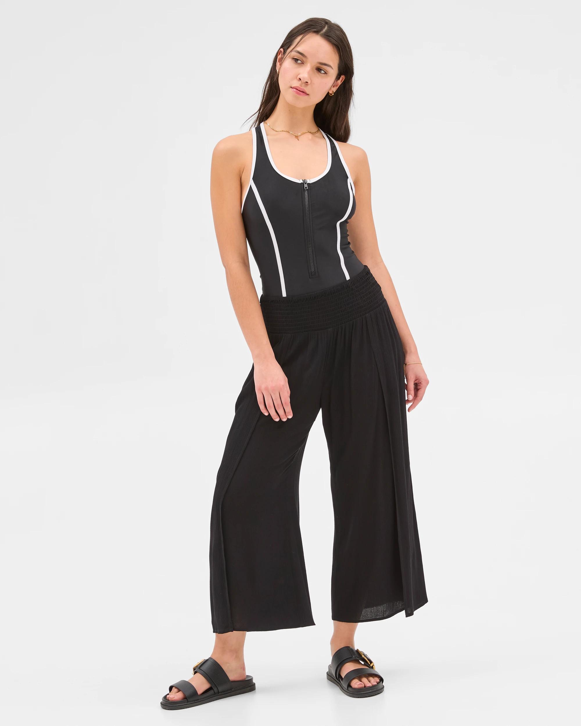 7 Target Resort Sporty Racer Back One Piece Bathers BLACK / WHITE, 7 of 7