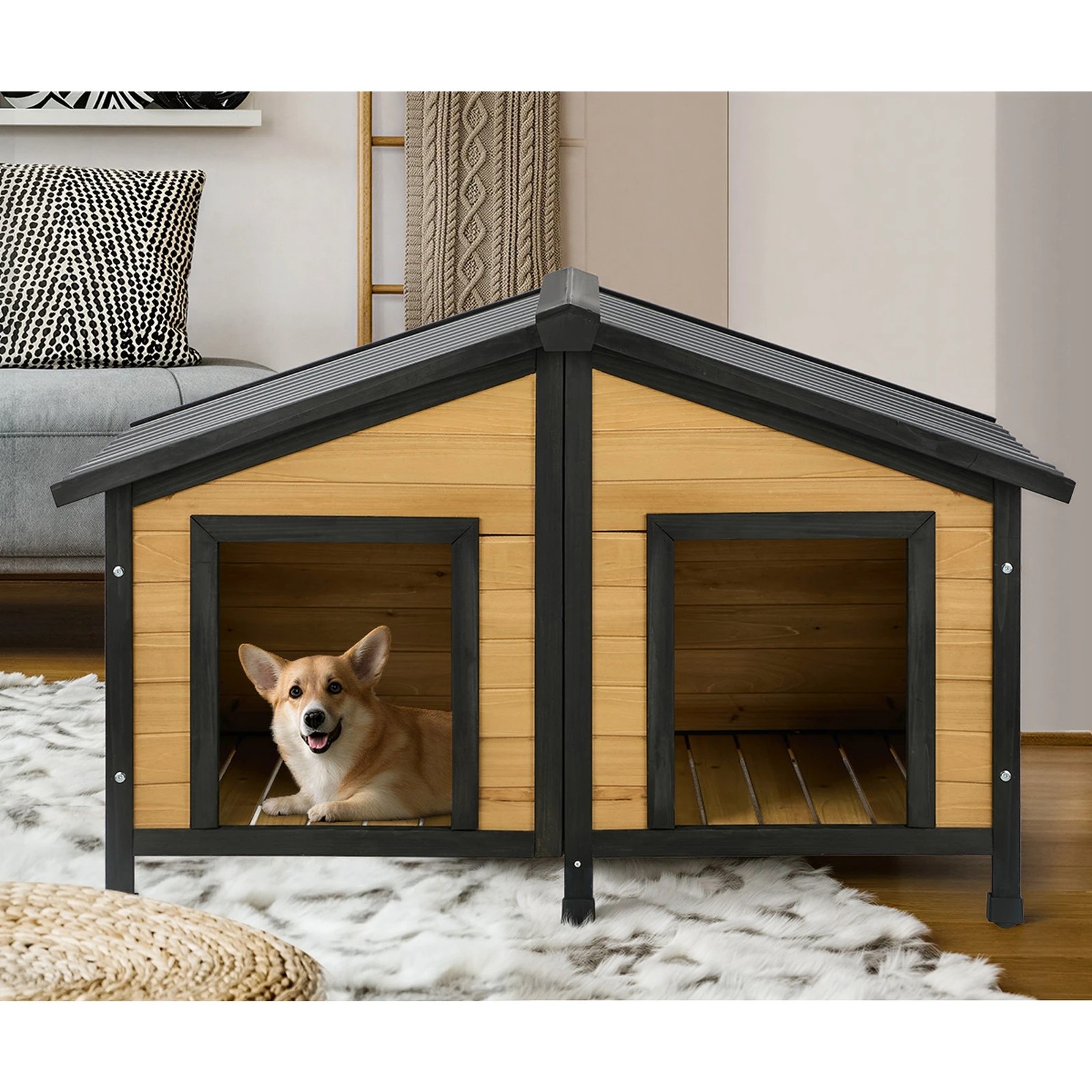 4 Alopet Dog Kennel Outdoor Indoor Pet House Wooden Cage Puppy Cabin Crate Kennels - Multi, 4 of 8