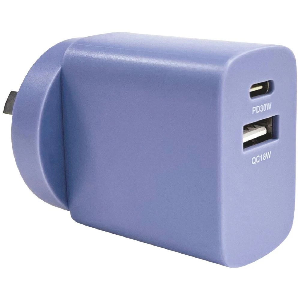 1 Otto 30W 2-Port USB-C + USB-A Wall Charger Pastel Blue, 1 of 7