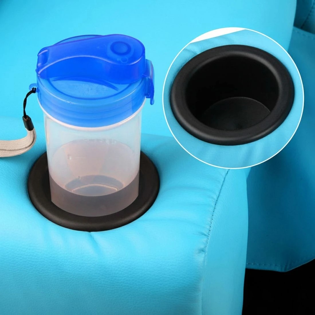 7 Keezi Kids Recliner Chair  PU Leather Sofa Lounge Couch Children Armchair - Blue, 7 of 7