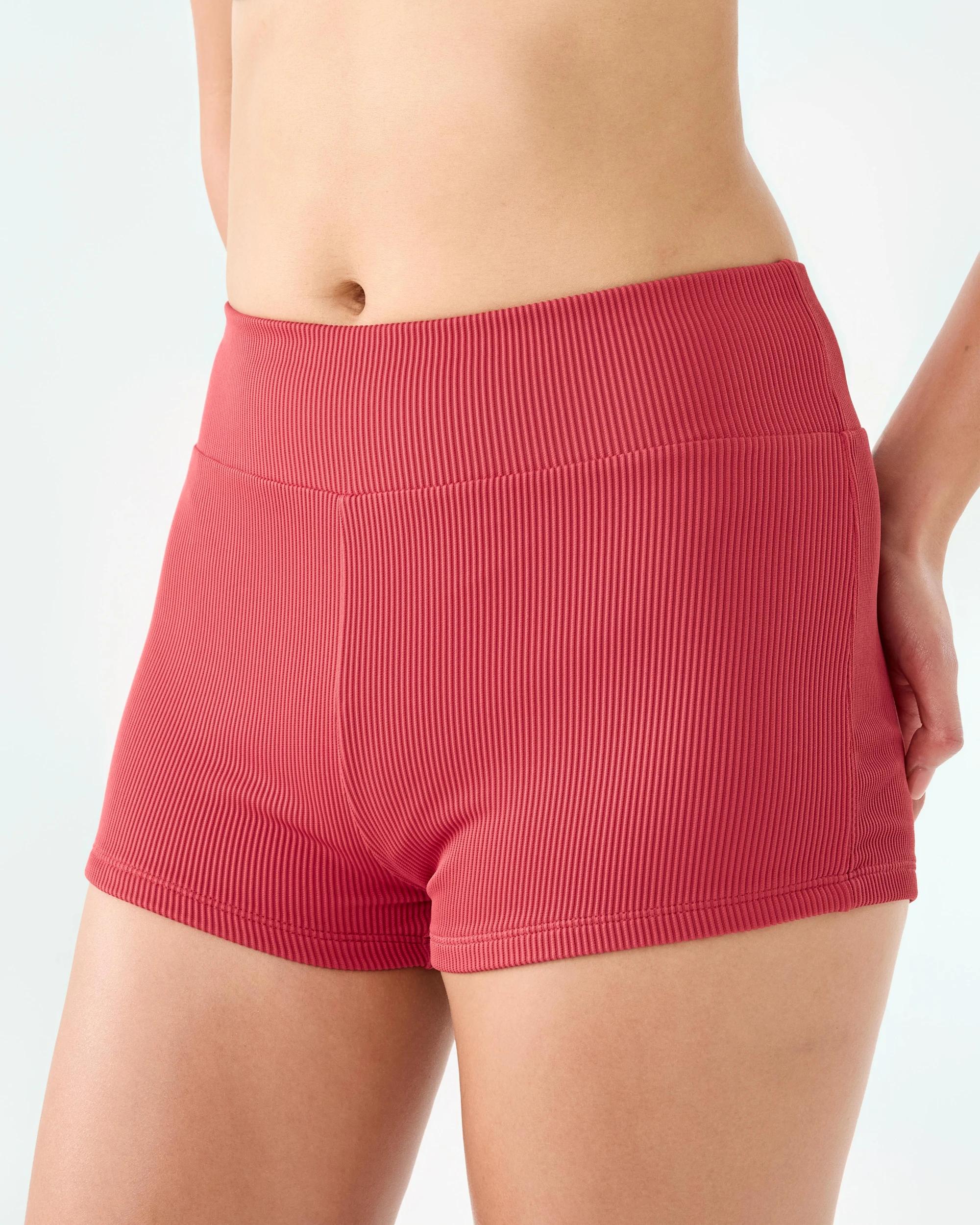 2 Ribbed Swim Bike Shorts Red Pepper, 2 of 4