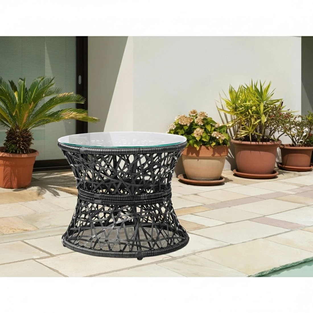 6 Gardeon Outdoor Lounge Setting Papasan Chair Wicker Table Garden Furniture - Black, 6 of 6