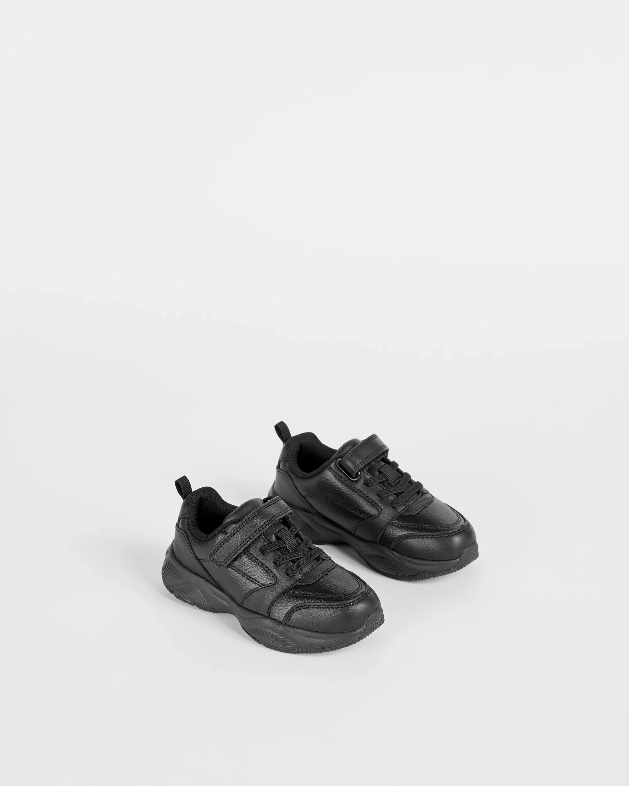 2 Target Youth Kids School Leather Hybrid Lace Up Runner BLACK, 2 of 2