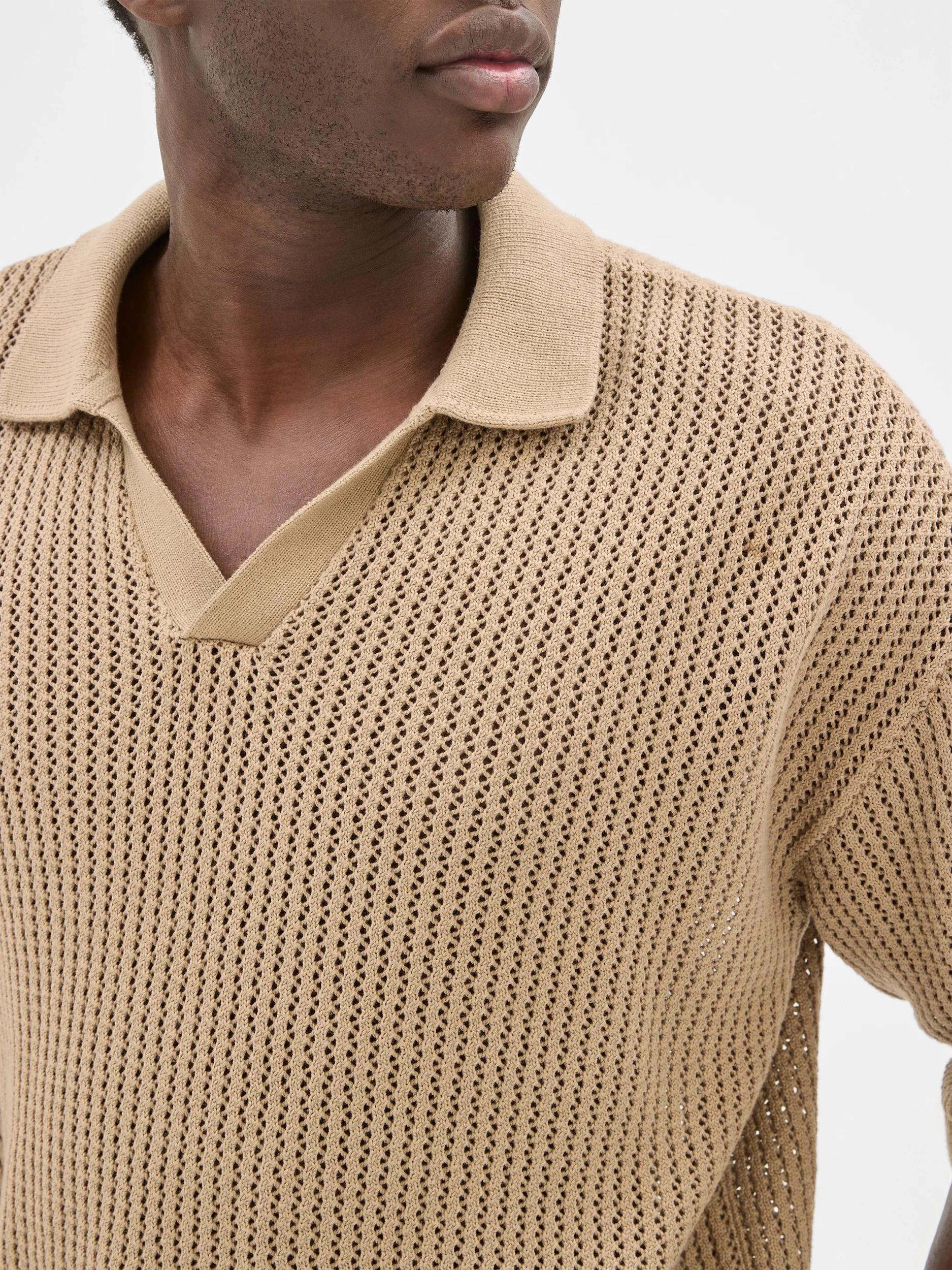 5 Australian Cotton Knit Polo Top - Commons BEIGE, 5 of 6