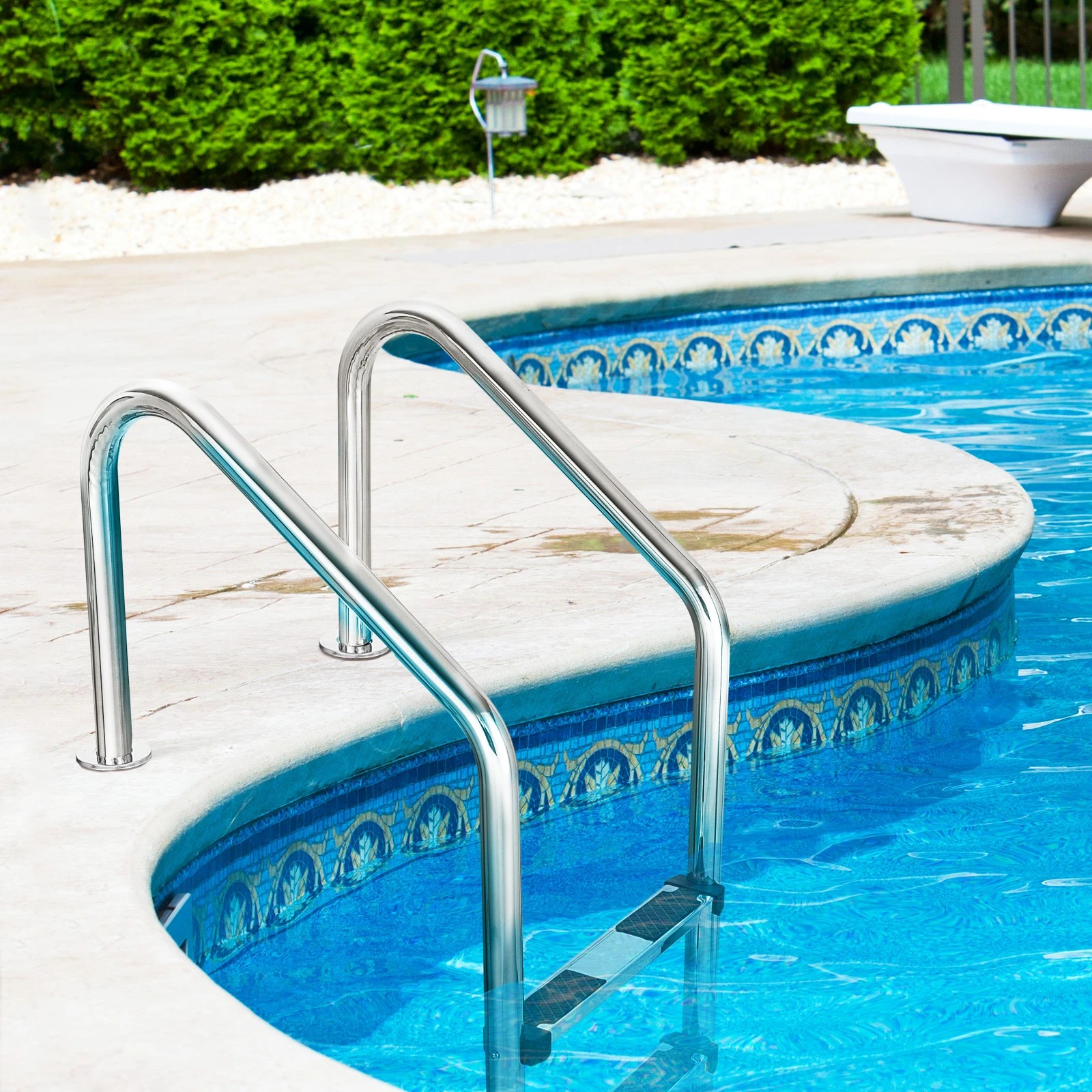 2 Costway 3-Step Pool Ladder Non-slip Stairs Stainless Steel 147cm - Silver, 2 of 4