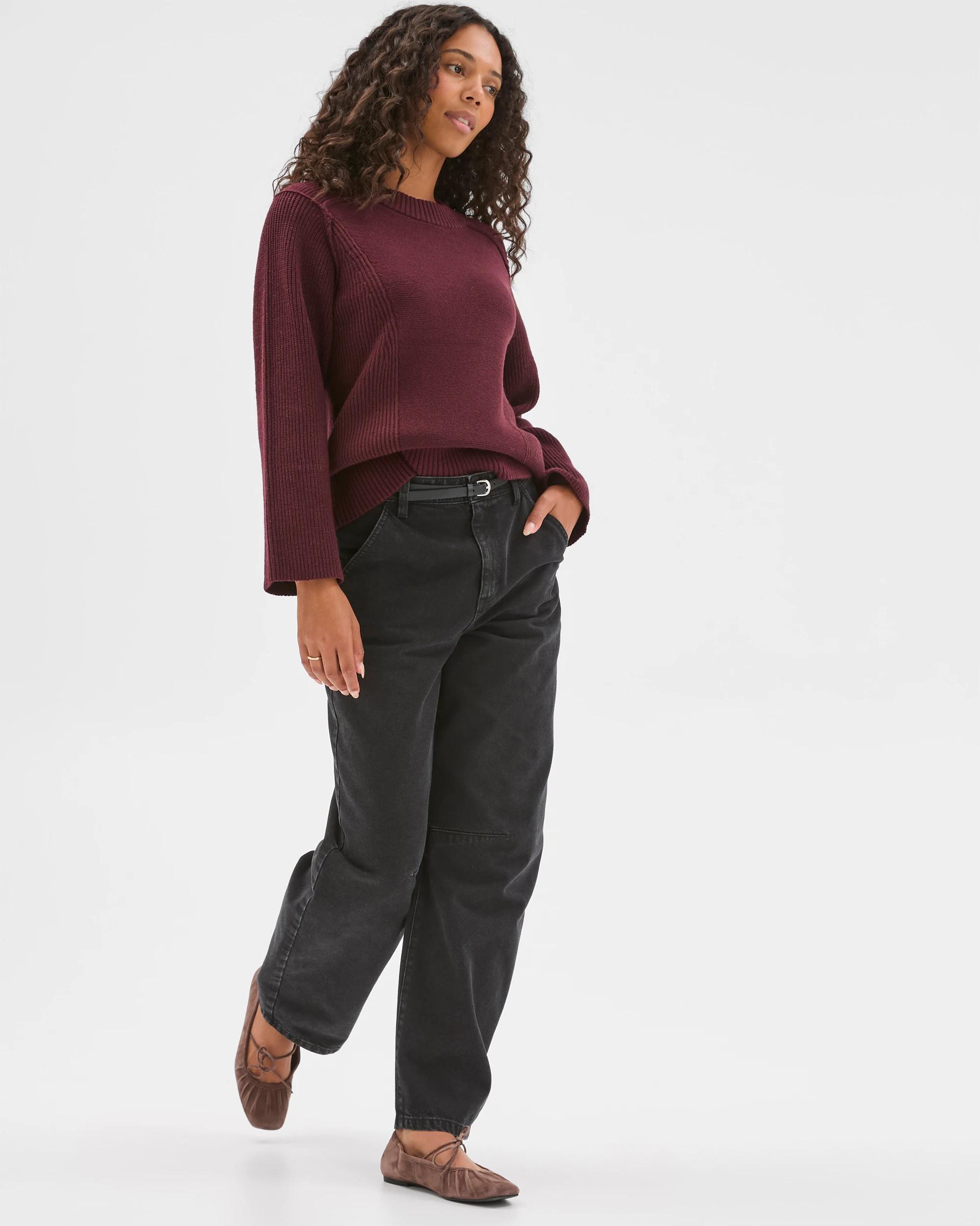 6 Target Woman Australian Cotton Blend Knit Stitch Crew Neck Jumper BORDEAUX BURGUNDY, 6 of 7