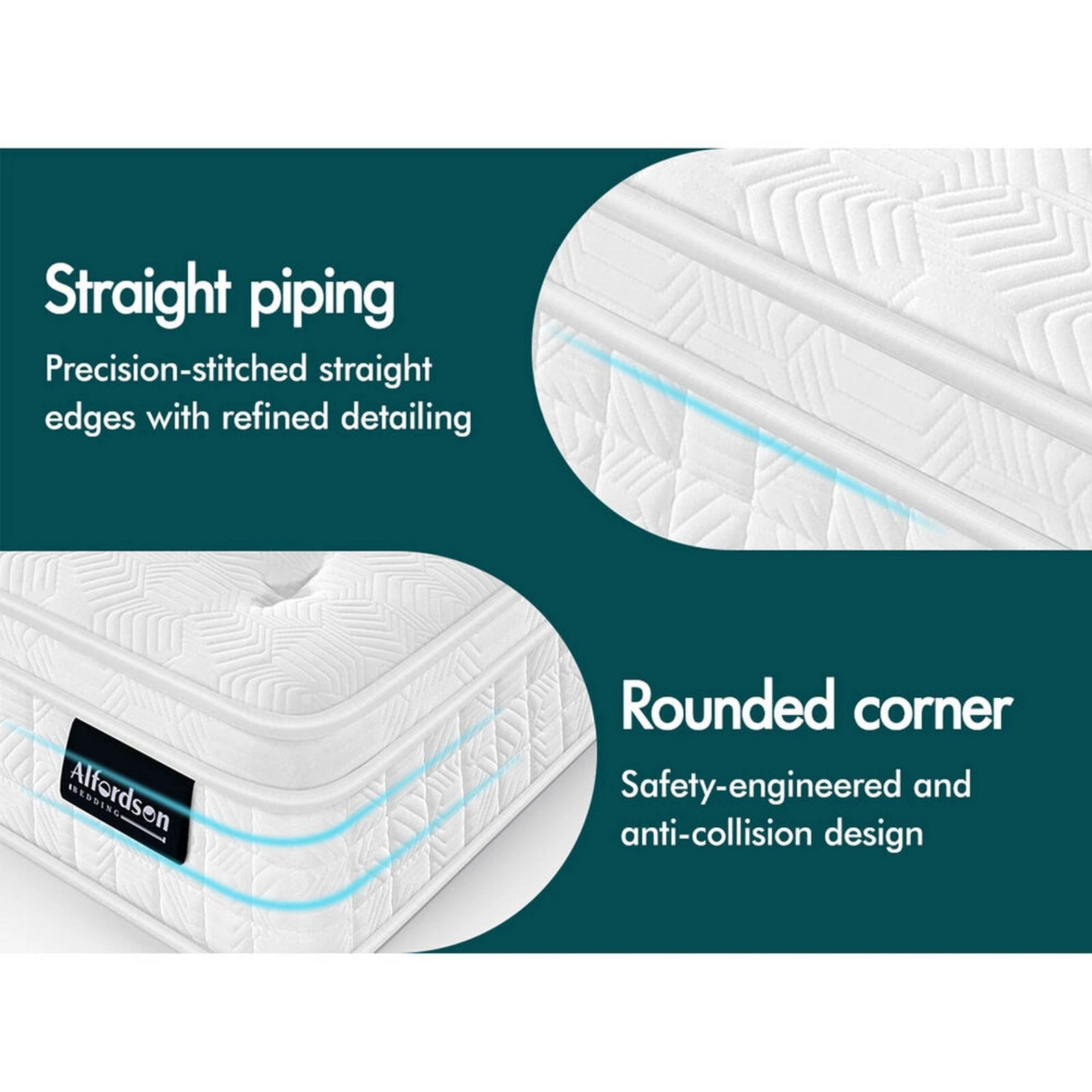 10 Alfordson Mattress 22CM Euro Top Spring Foam Bedding Medium Firm - King Bed, 10 of 10